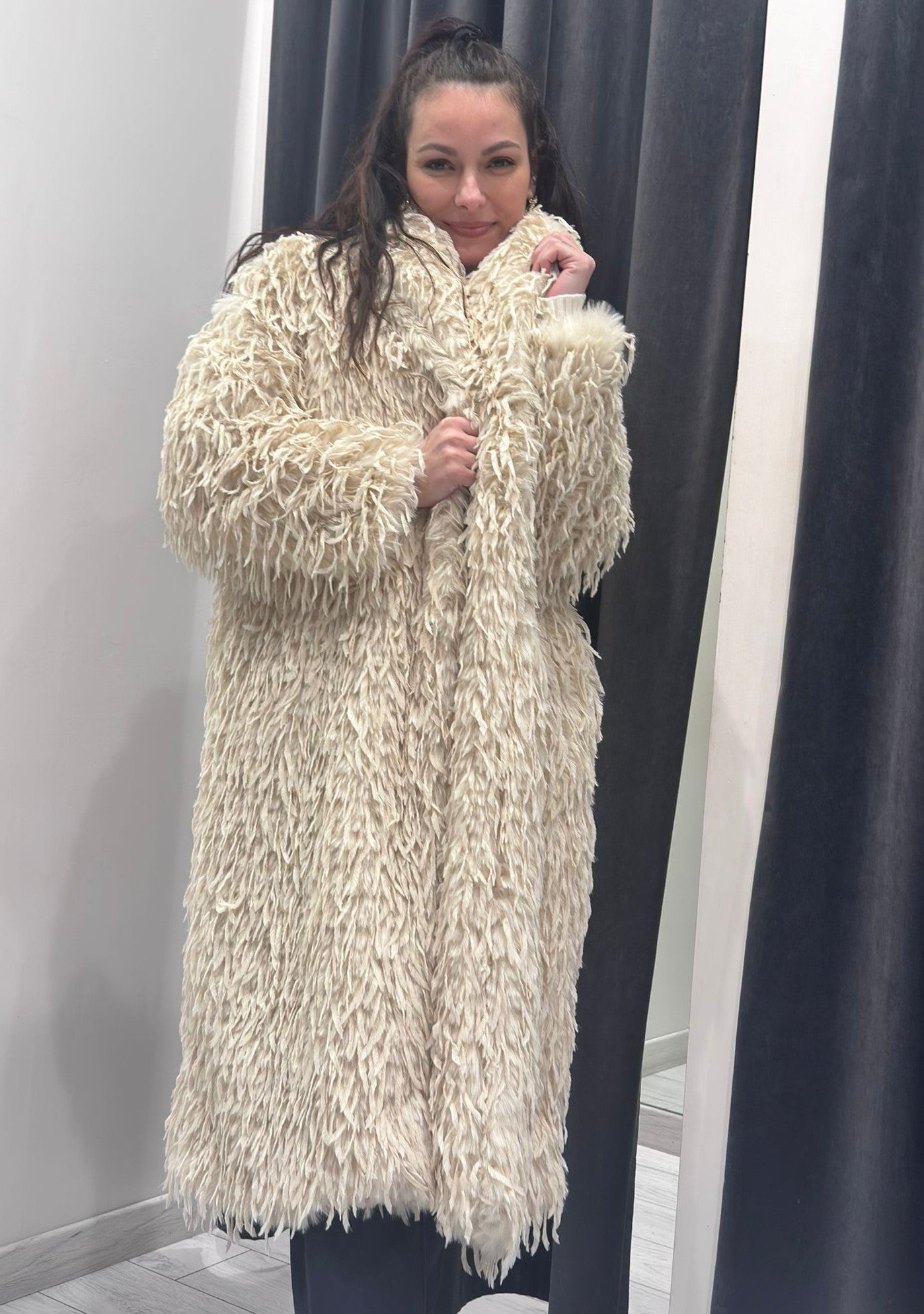 Cappotto faux fur WYH7219 BE CRISTINA GAVIOLI 