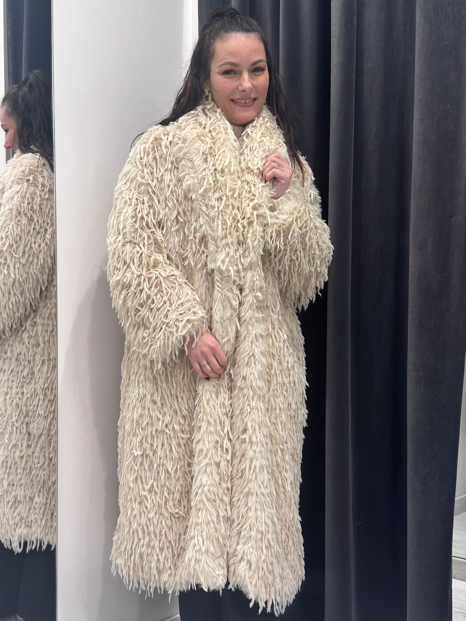 Cappotto faux fur WYH7219 BE CRISTINA GAVIOLI 