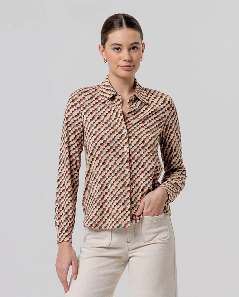 Camicia ampia stampa geometrica 556CAVA113 02 SURKANA 