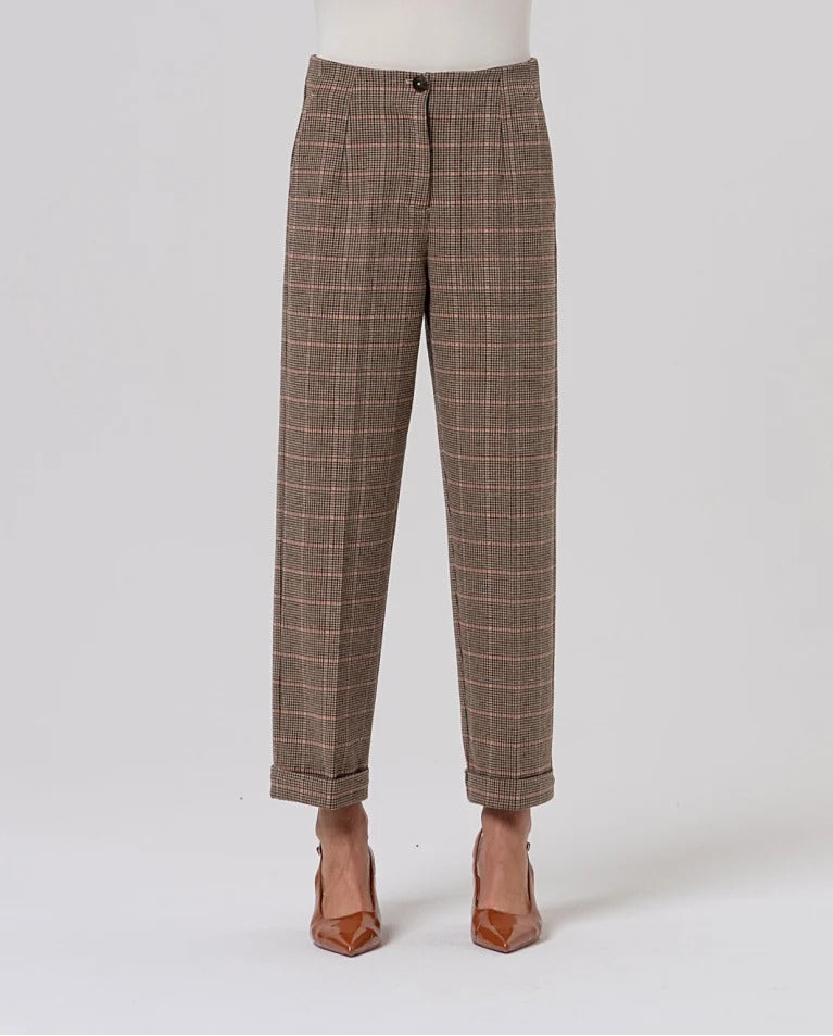 Pantaloni gamba dritta quadri 556XIJA514 04 SURKANA 