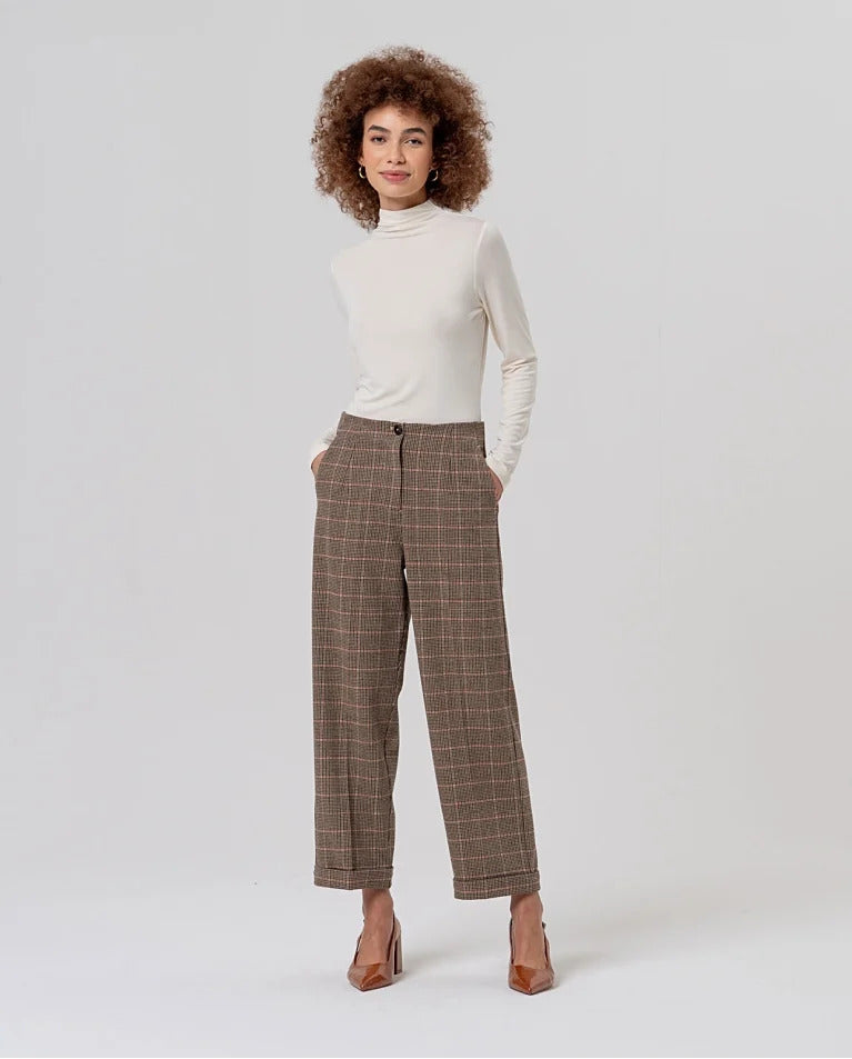 Pantaloni gamba dritta quadri 556XIJA514 04 SURKANA 
