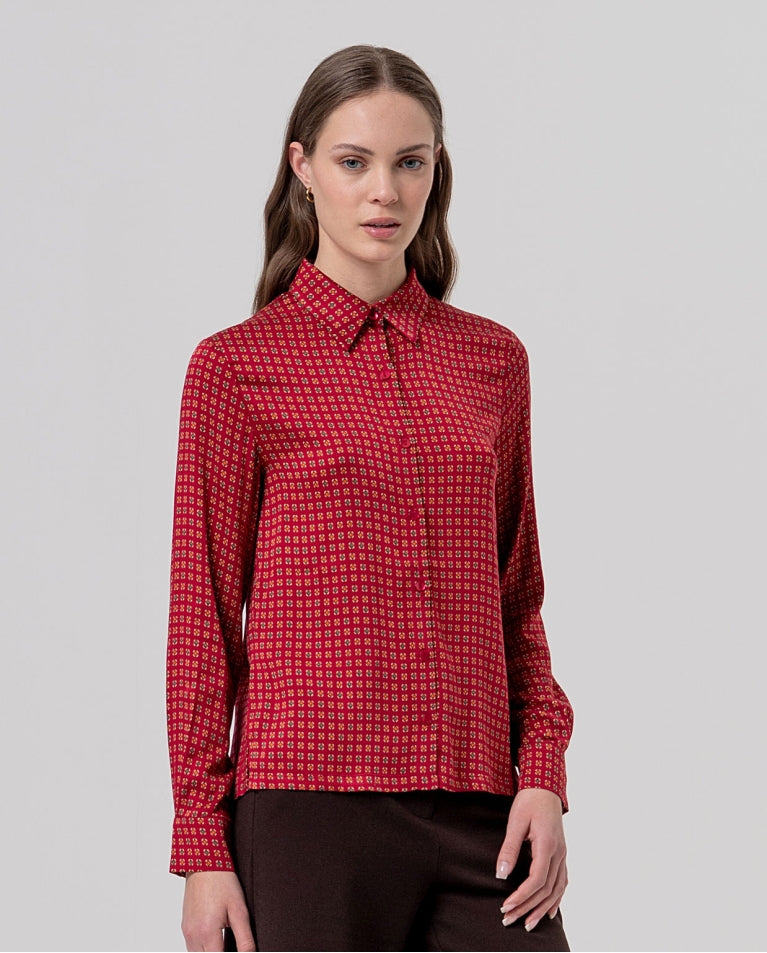 Camicia ampia con stampa tipo foulard Rosso 566SAVI124 40 SURKANA 