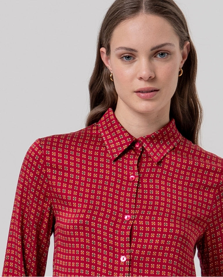 Camicia ampia con stampa tipo foulard Rosso 566SAVI124 40 SURKANA 
