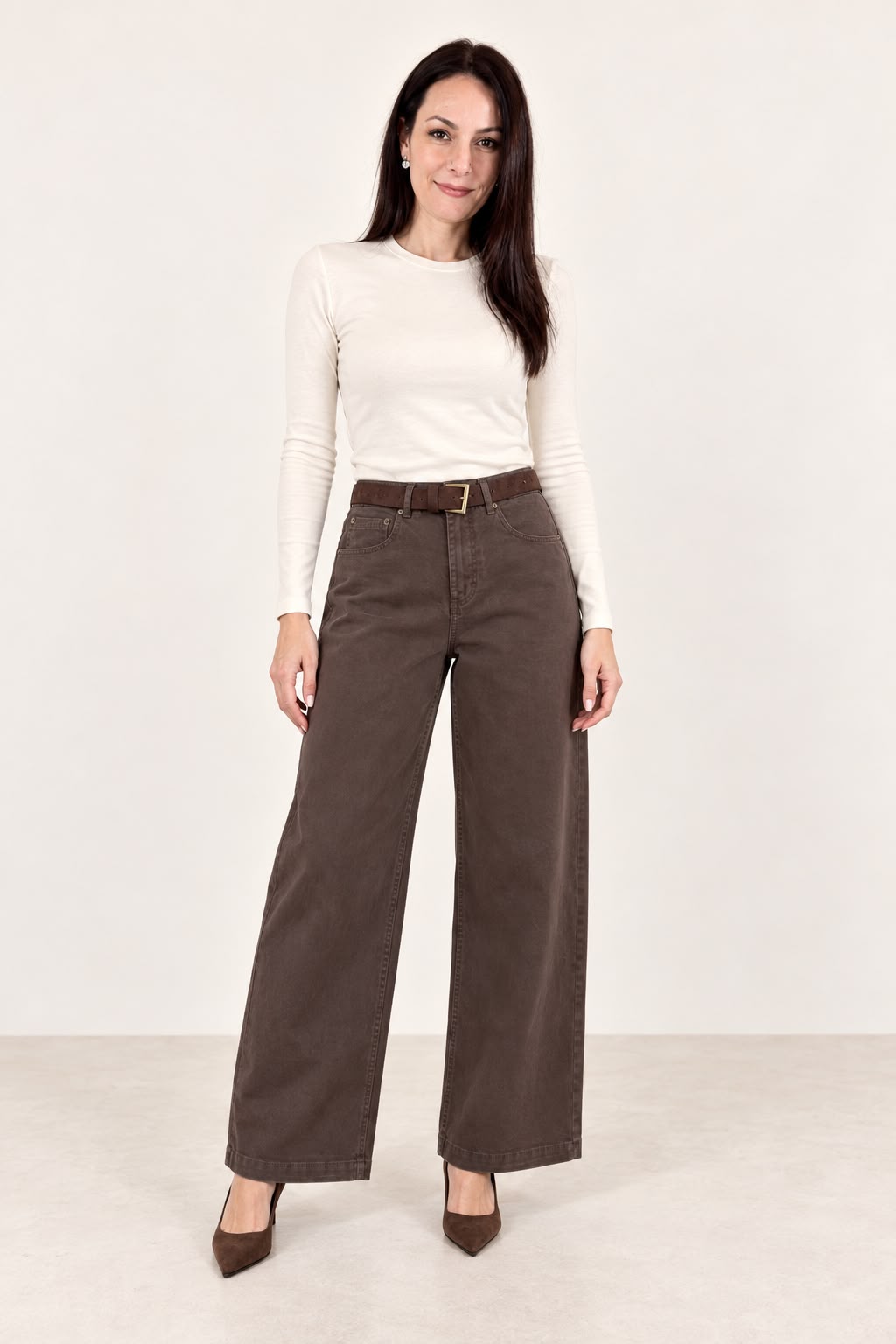 Pantalone vita alta gamba ampia W26P096 CIO TENSIONE IN 