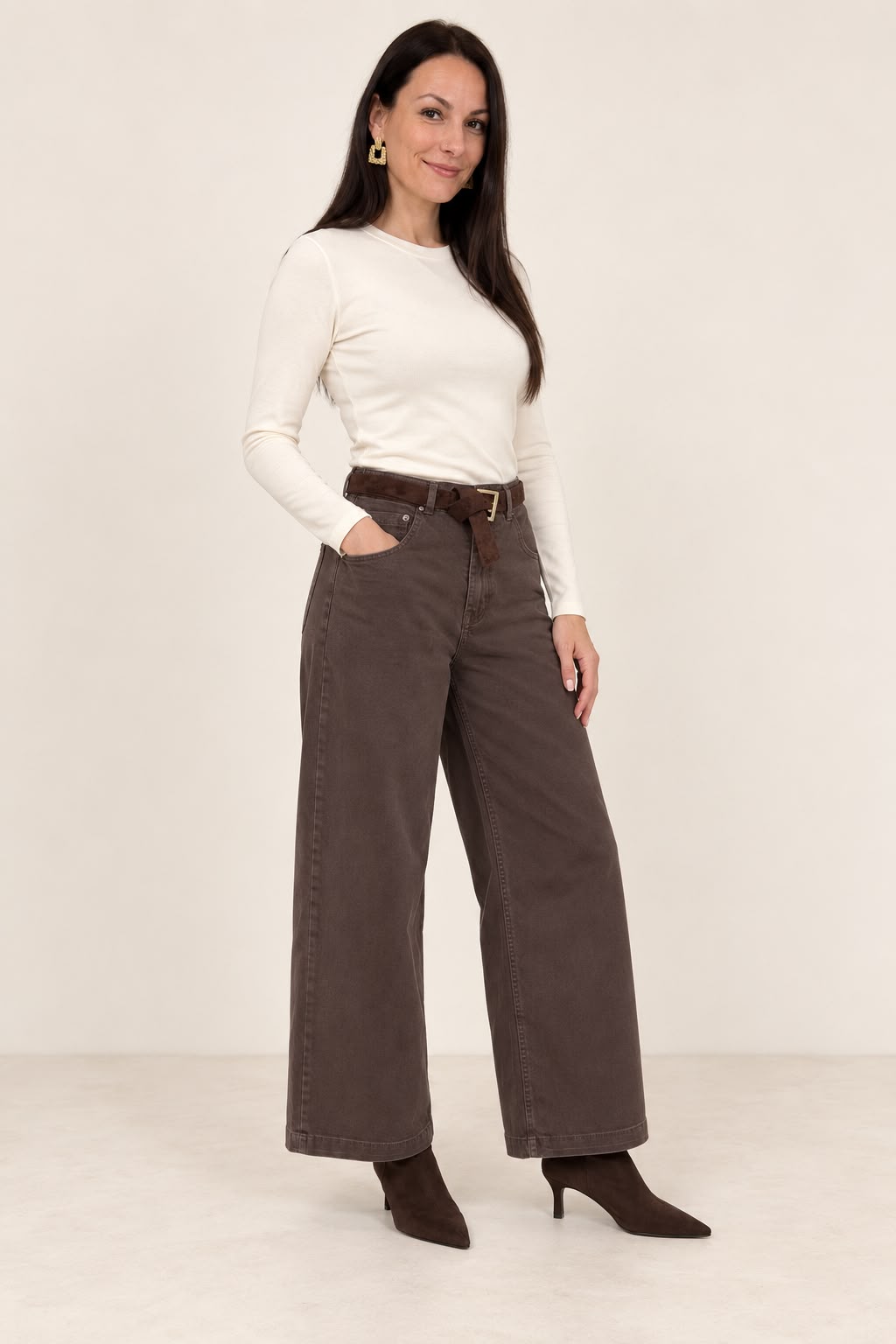 Pantalone vita alta gamba ampia W26P096 CIO TENSIONE IN 