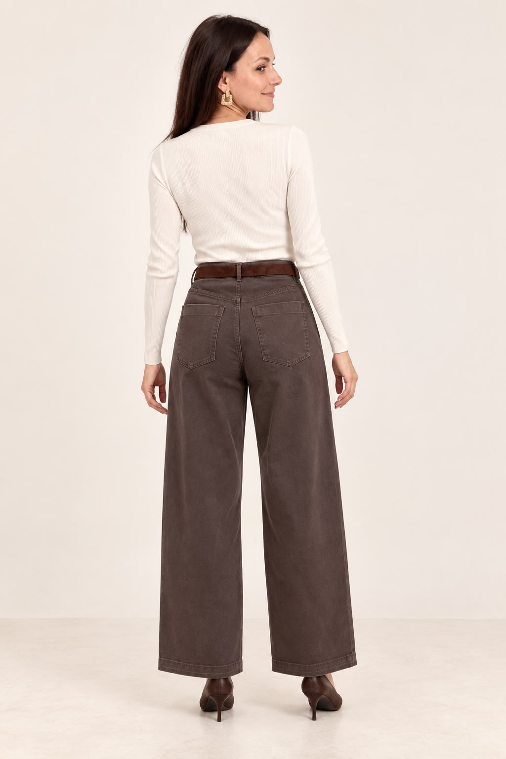 Pantalone vita alta gamba ampia W26P096 CIO TENSIONE IN 