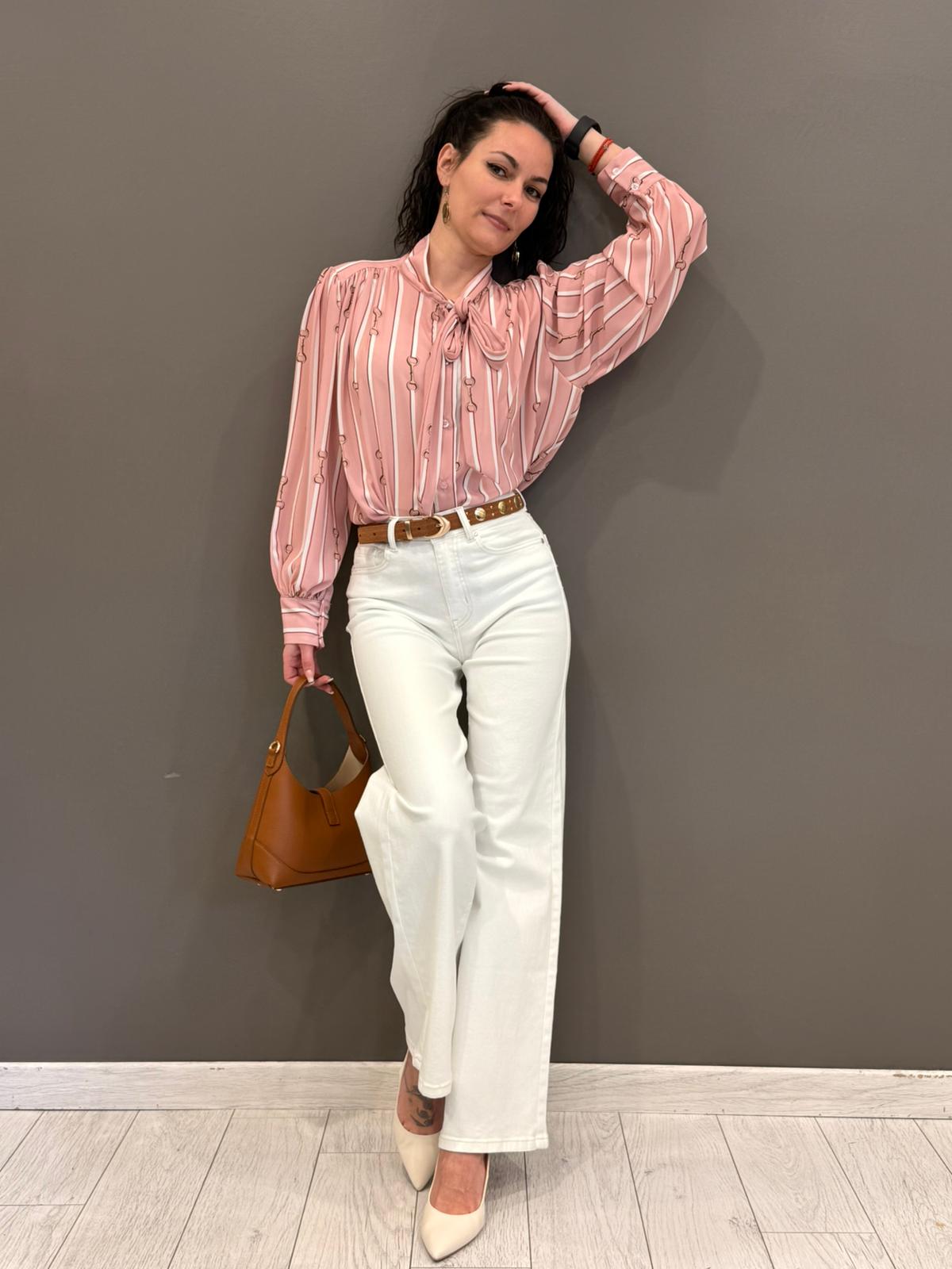 Camicia fantasia con fiocco 16052F-1 RO REALI 