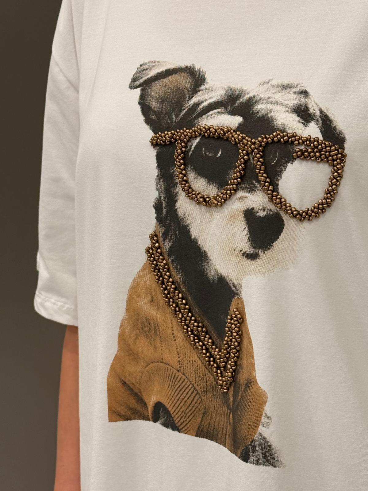T-shirt stampa cane FX719 BI REALI 