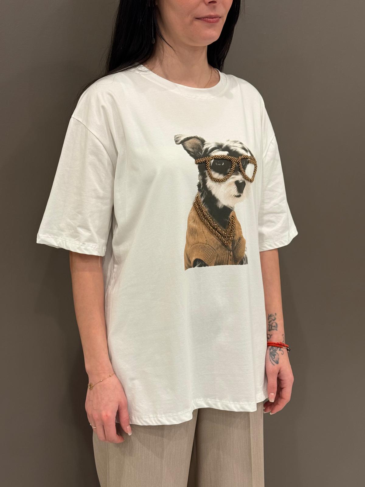 T-shirt stampa cane FX719 BI REALI 