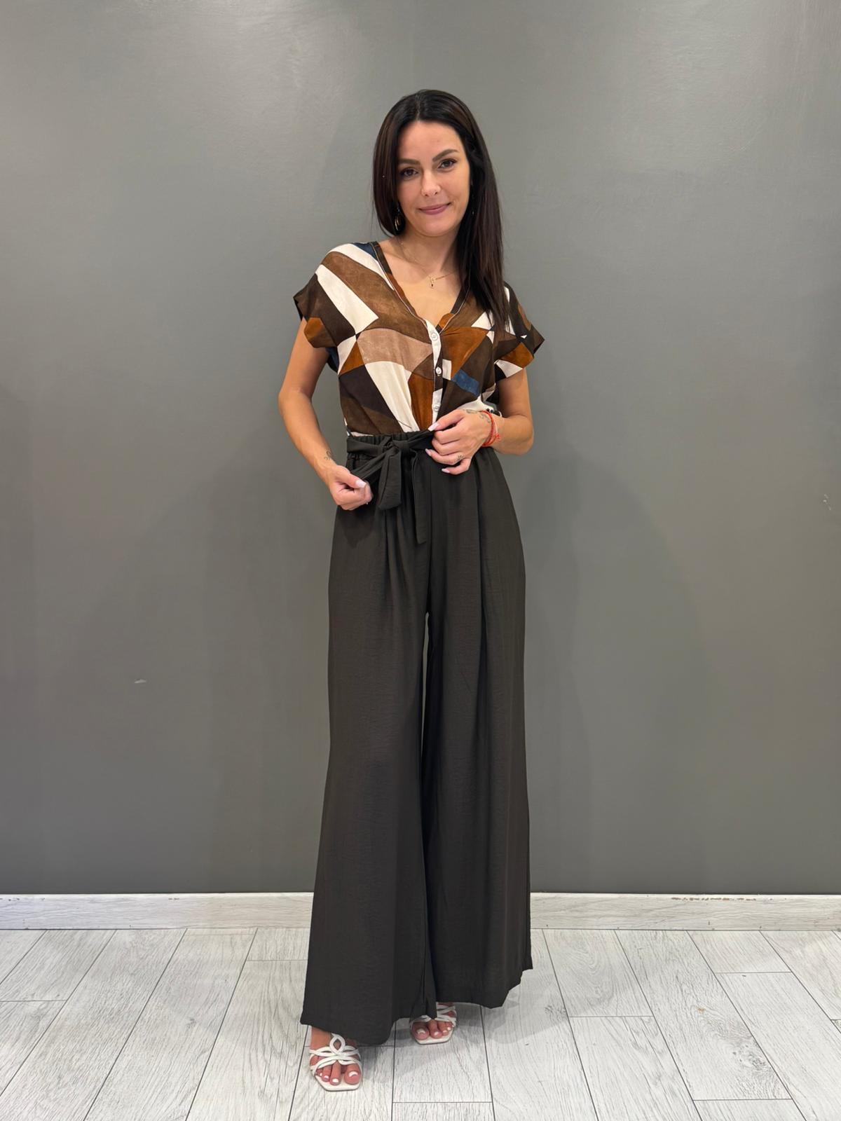 Pantalone palazzo  con cintura in vita 18839-05 MO REBECCA 