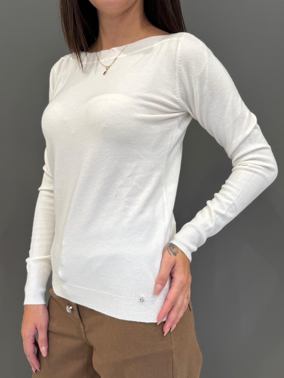 Maglia scollo a barca in viscosa e lana 20002 PA CRISTINA GAVIOLI 