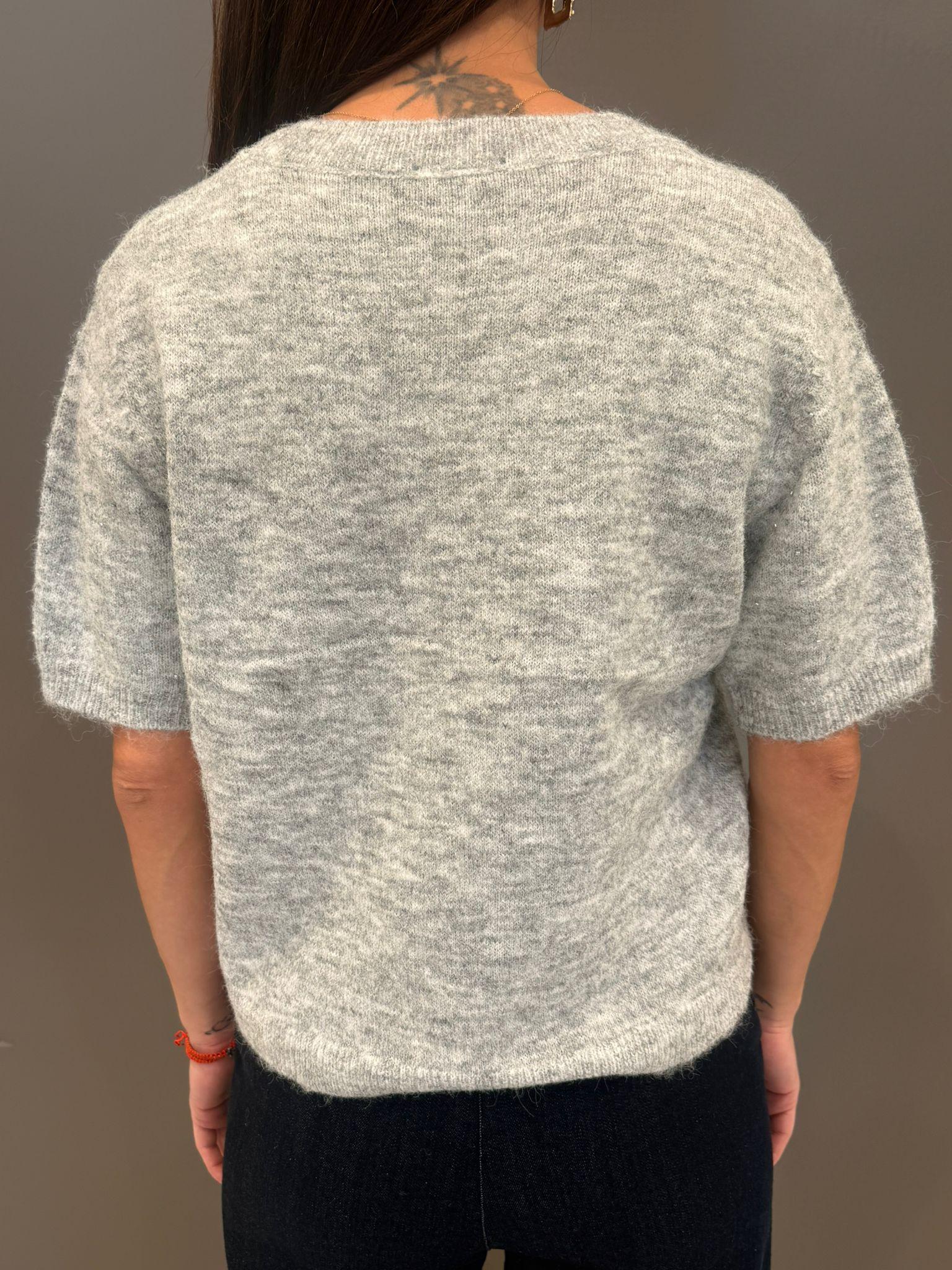 maglia manica corta e strass JN1192 GR REBECCA 