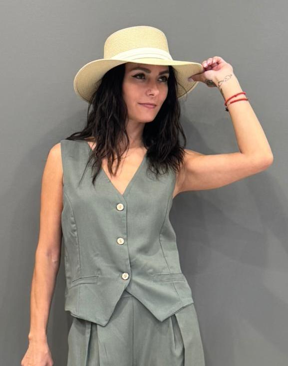 Gilet sartoriale in lino e viscosa