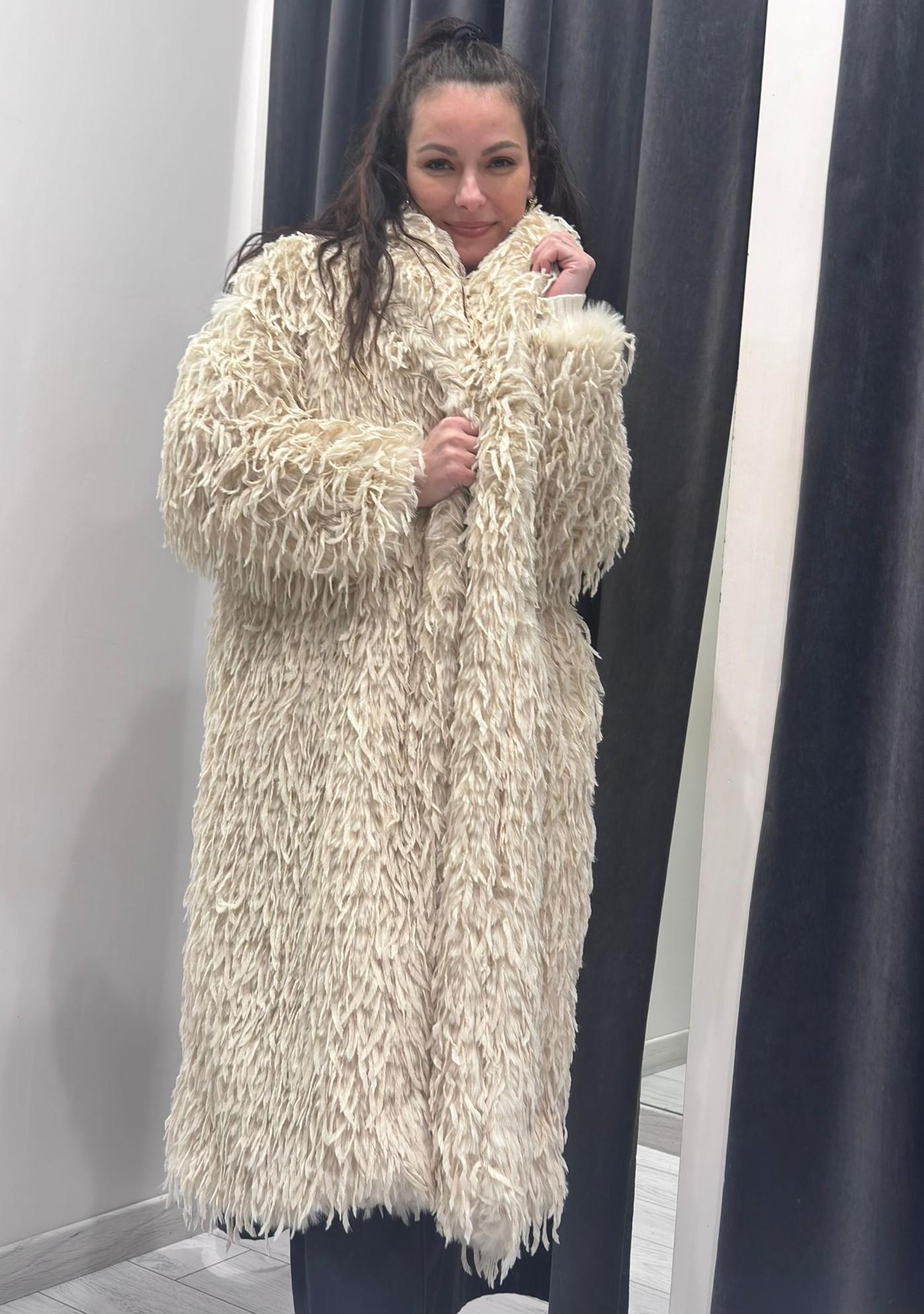 Cappotto faux fur WYH7219 BE CRISTINA GAVIOLI 