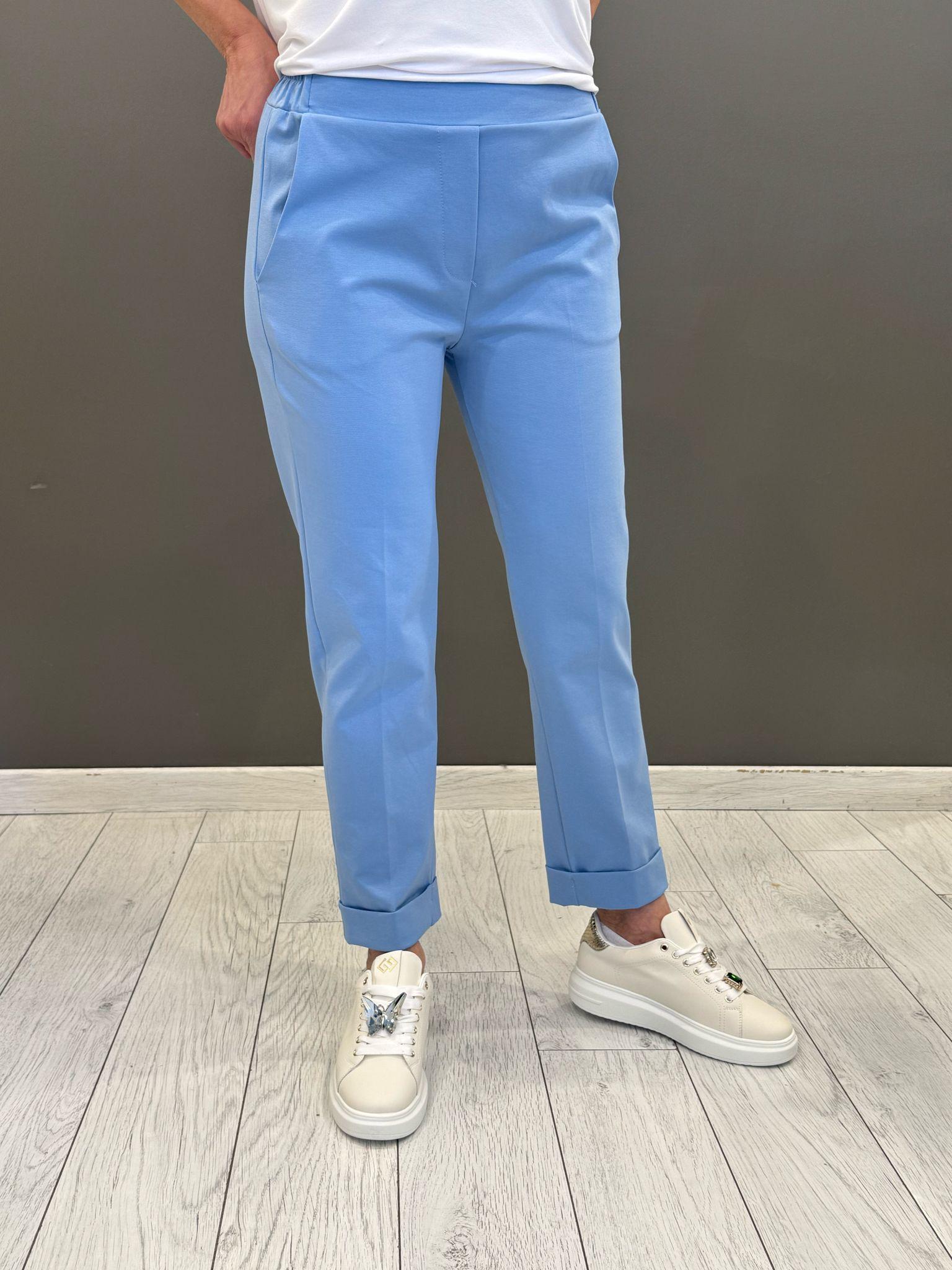 Pantalonin jersey fitted con risvolto