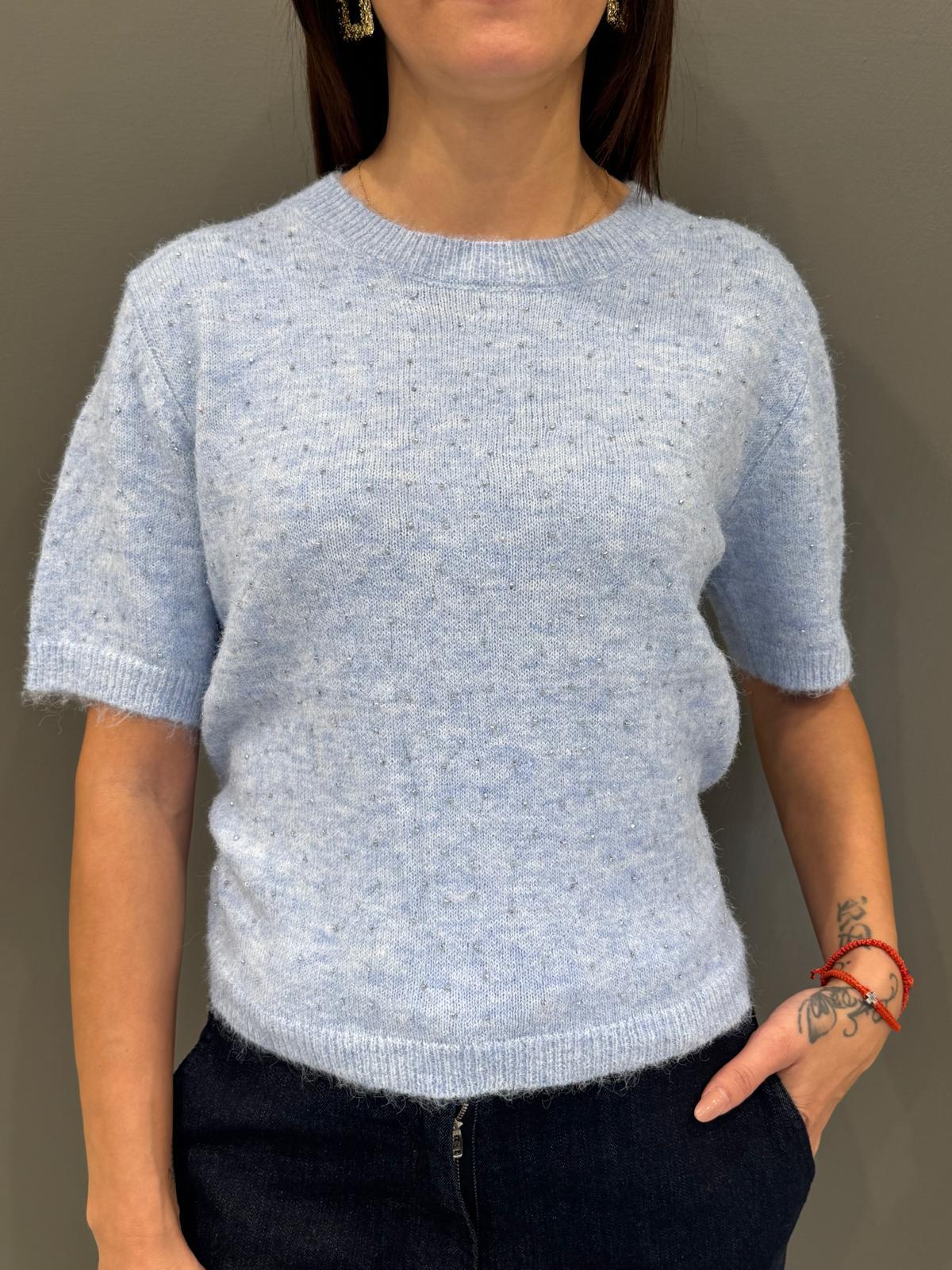 maglia manica corta e strass JN1192 CE REBECCA 