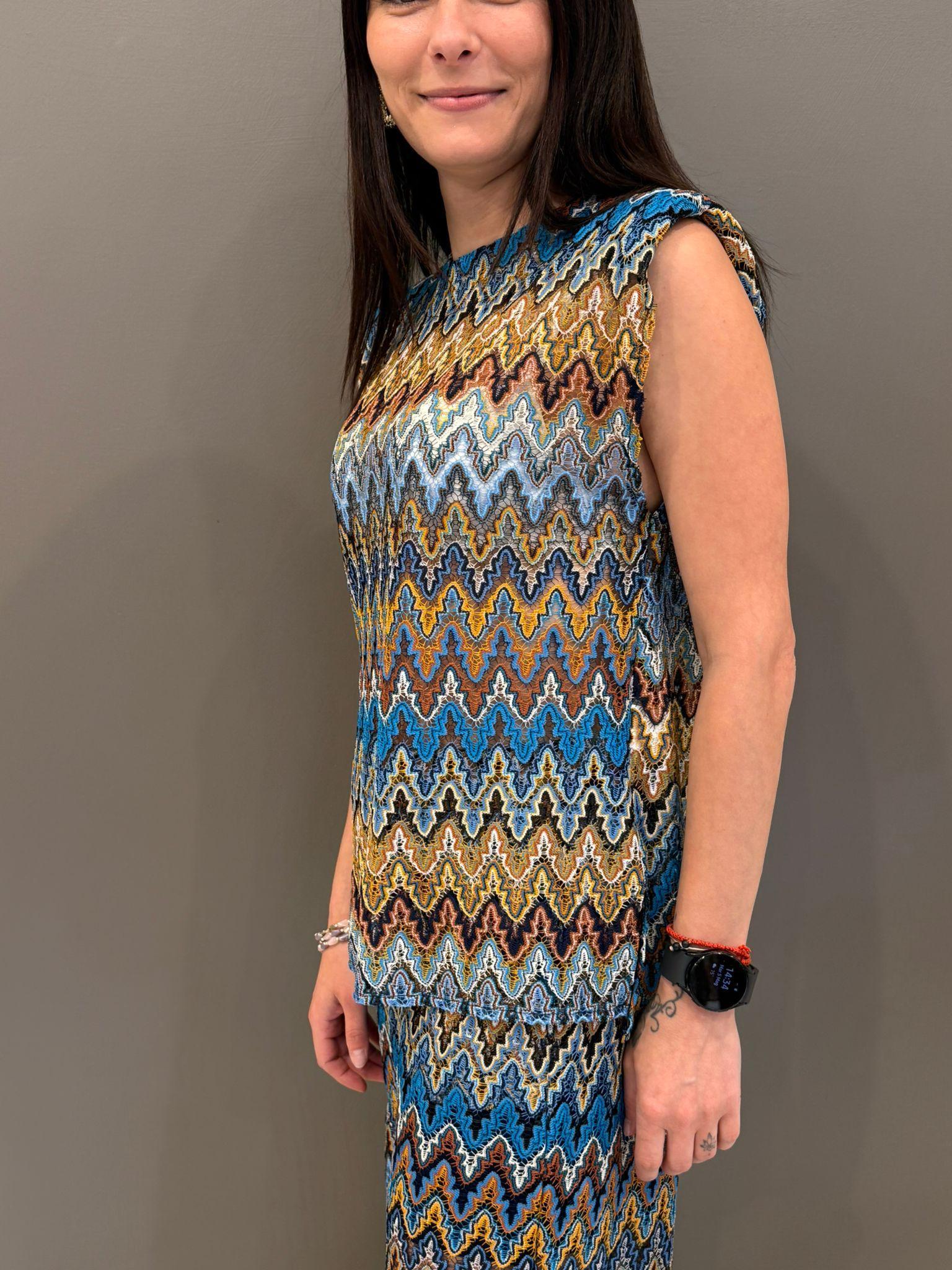 Blusa pizzo stile missoni CC217-26 BL REALI 
