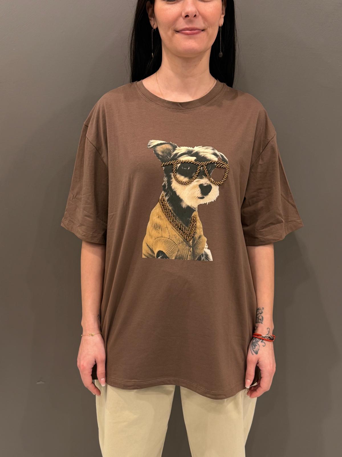 T-shirt stampa cane FX719 CO REALI 