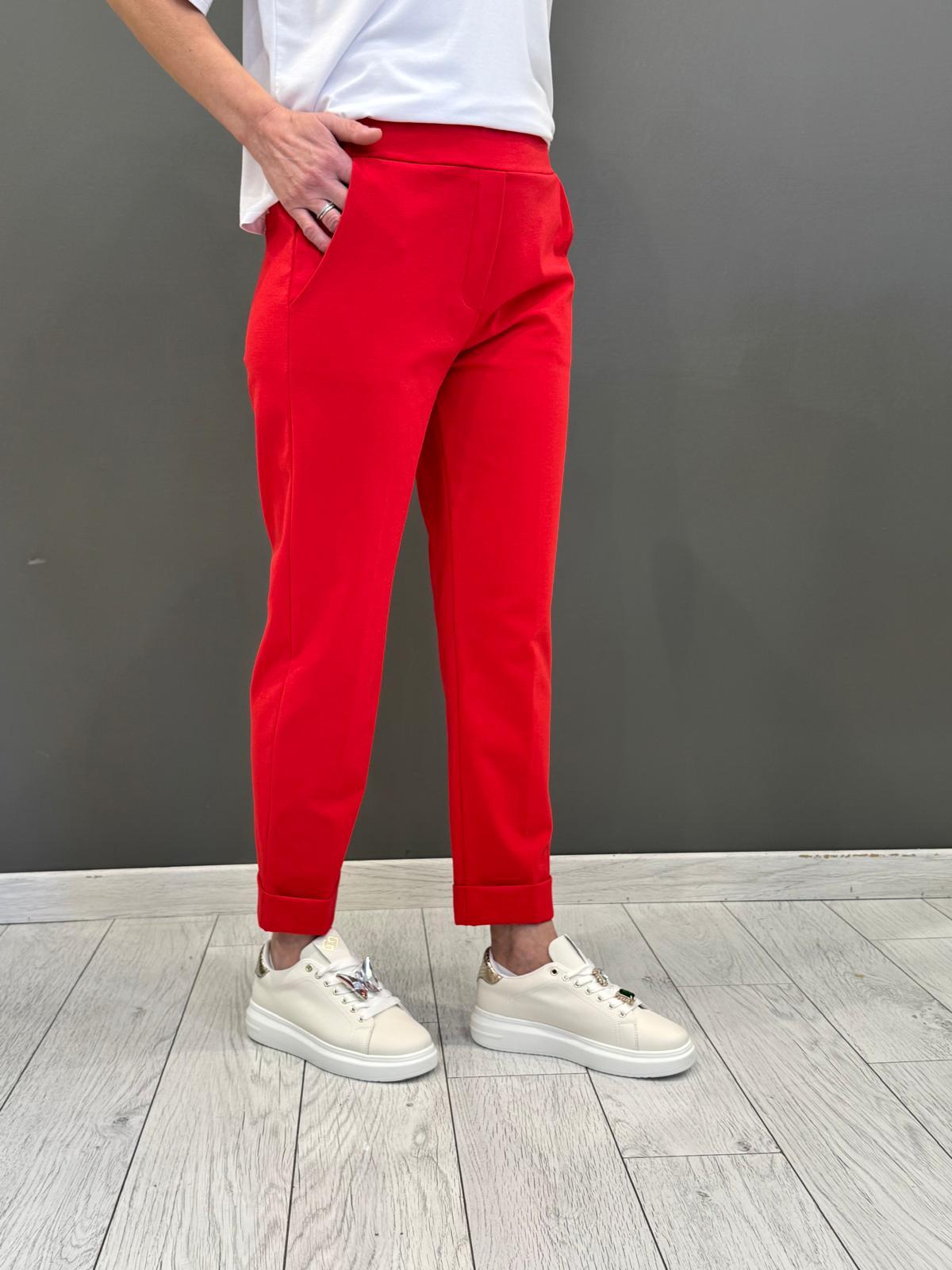 Pantaloni jersey fitted con risvolto