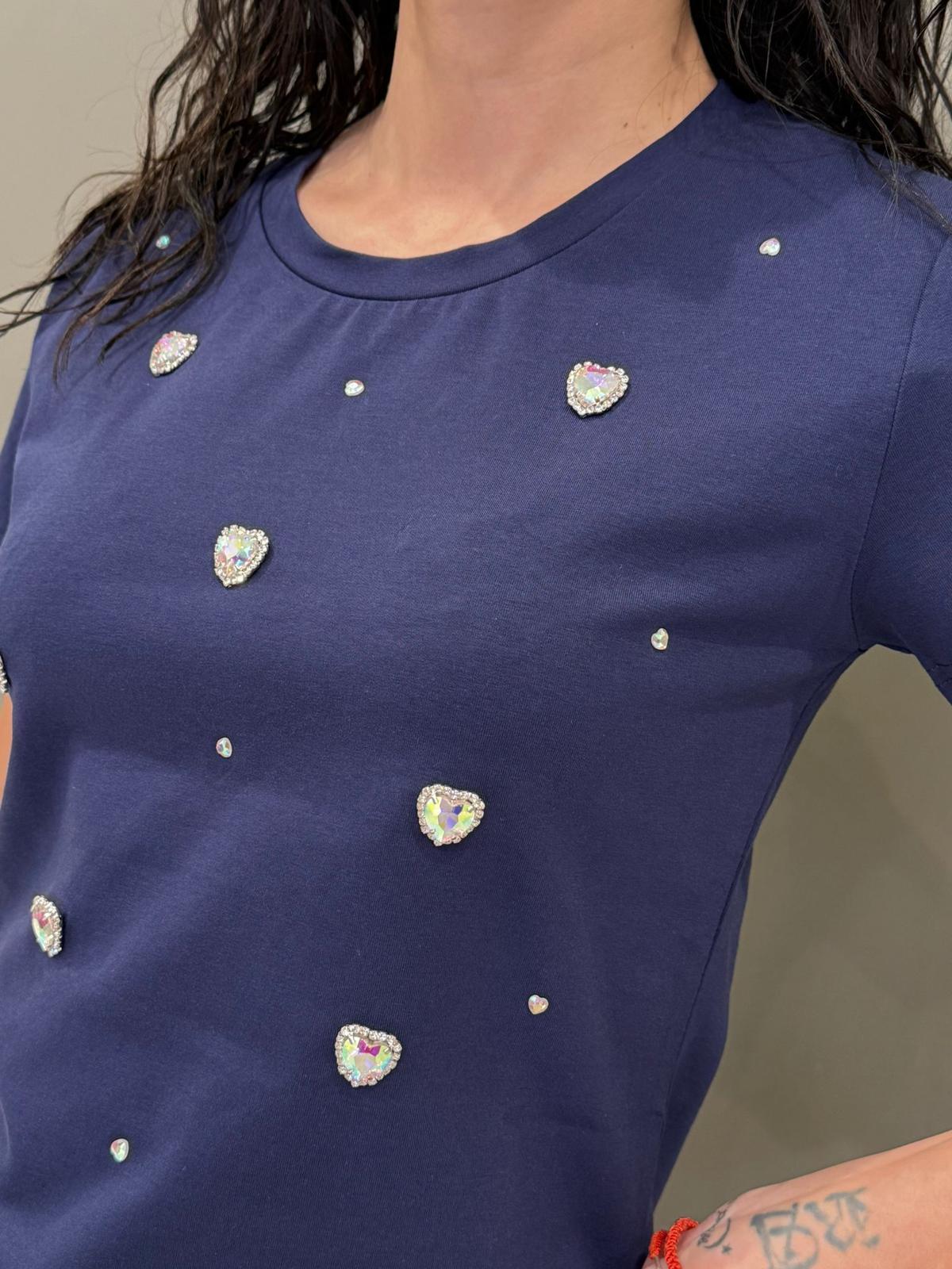 t-shirt applicaz.gioiello 30100V1 BL CRISTINA GAVIOLI 