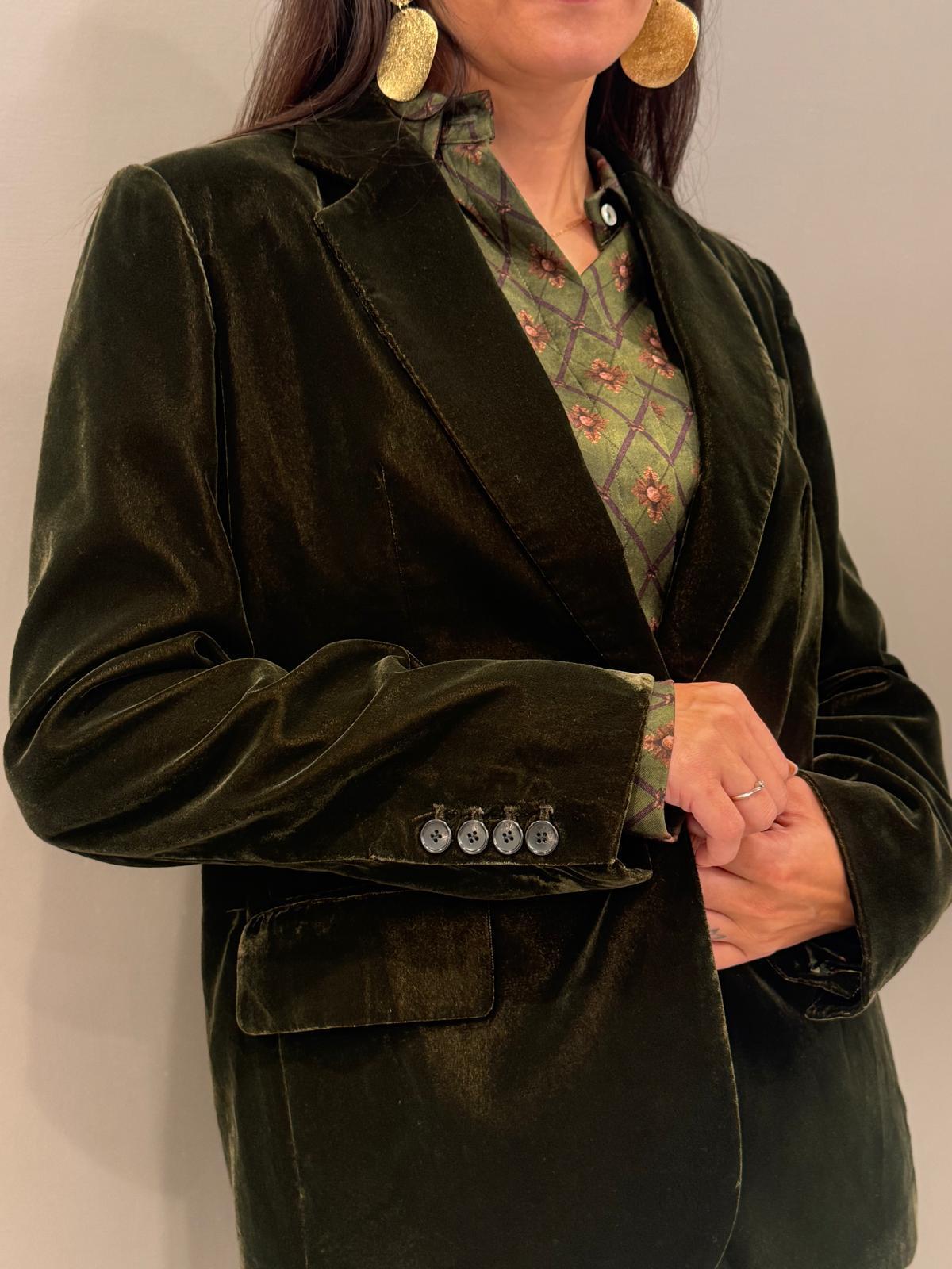 Blazer in velluto verde 25578 V4 WU'SIDE 