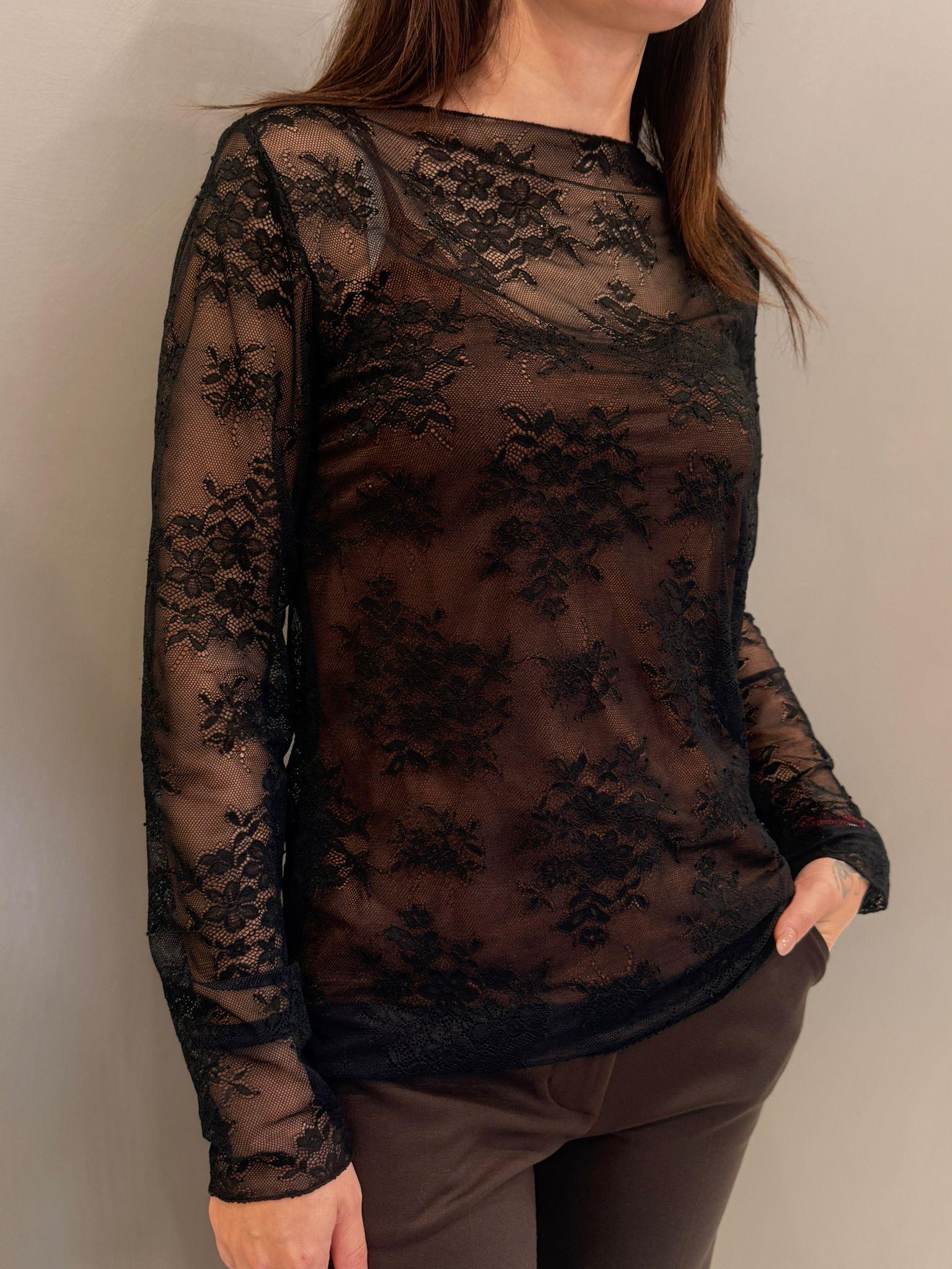 Blusa pizzo manica lunga CM25-90 NE REALI 