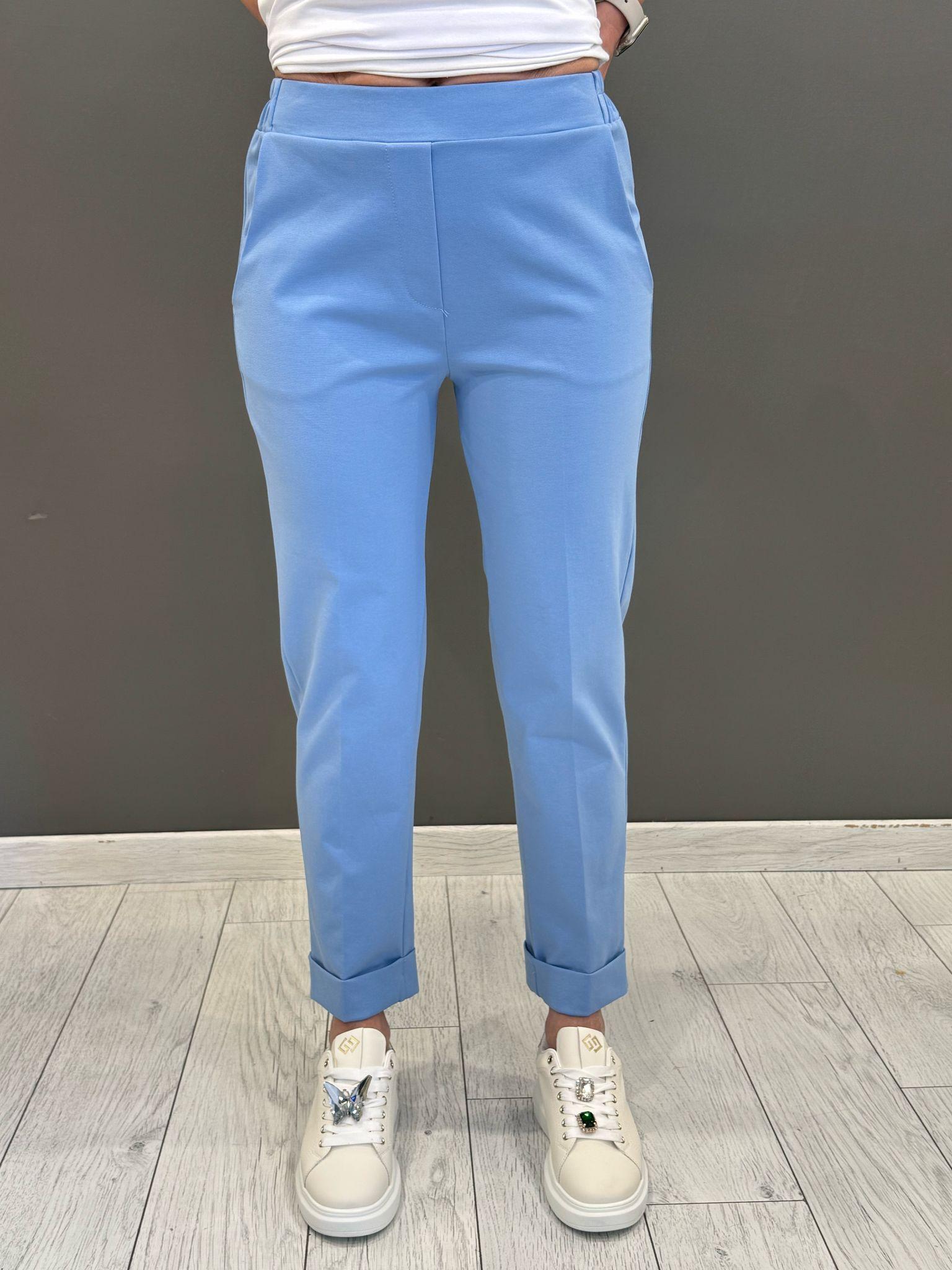 Pantalonin jersey fitted con risvolto