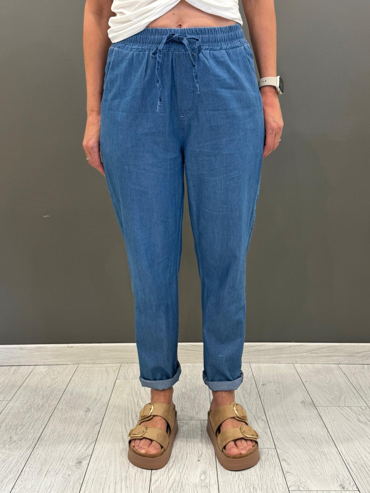 pantaloni chambray 30256V1 07 CRISTINA GAVIOLI 