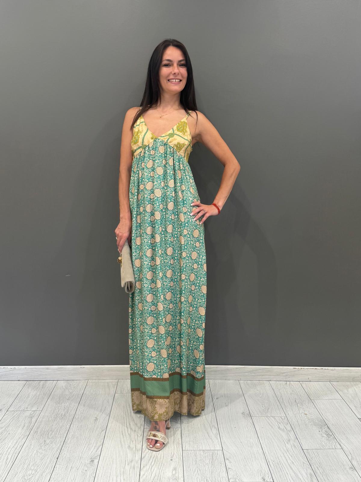 Abito lungo fantasia con spallina 25527 V1 WU'SIDE 