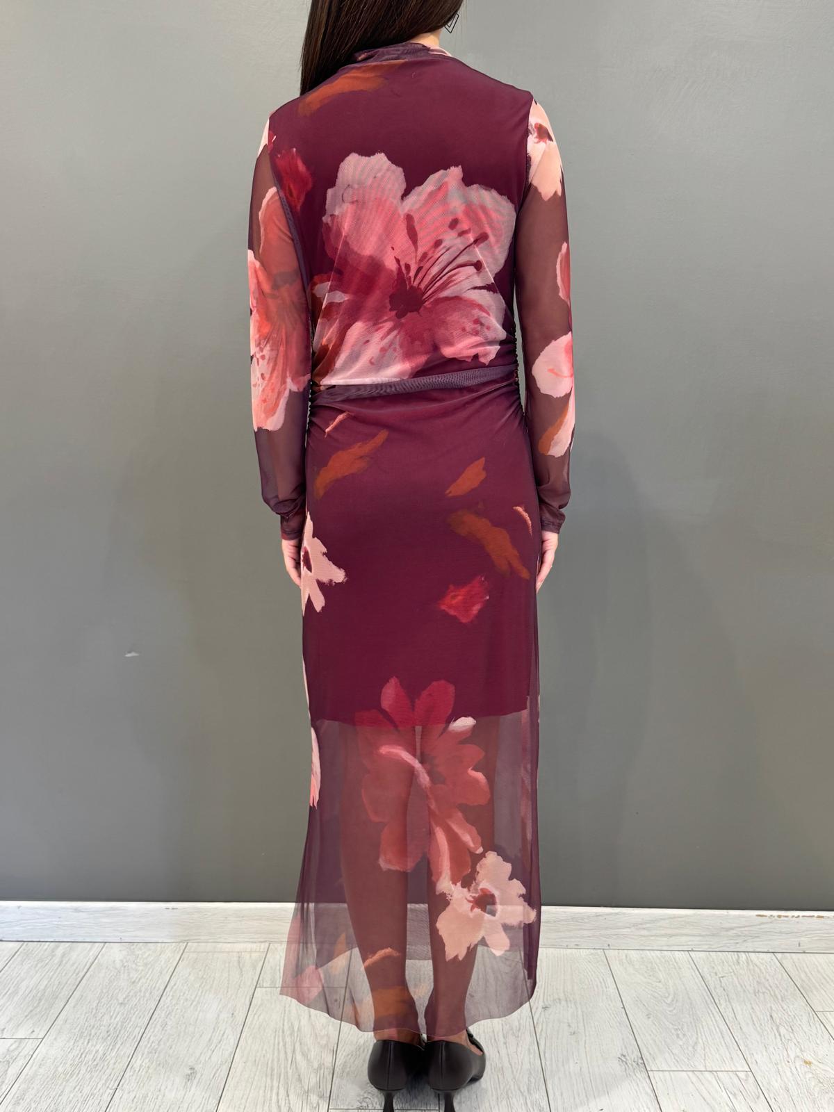 Abito lungo donna trasparente con fiori 19616FTULL BO CRISTINA GAVIOLI 