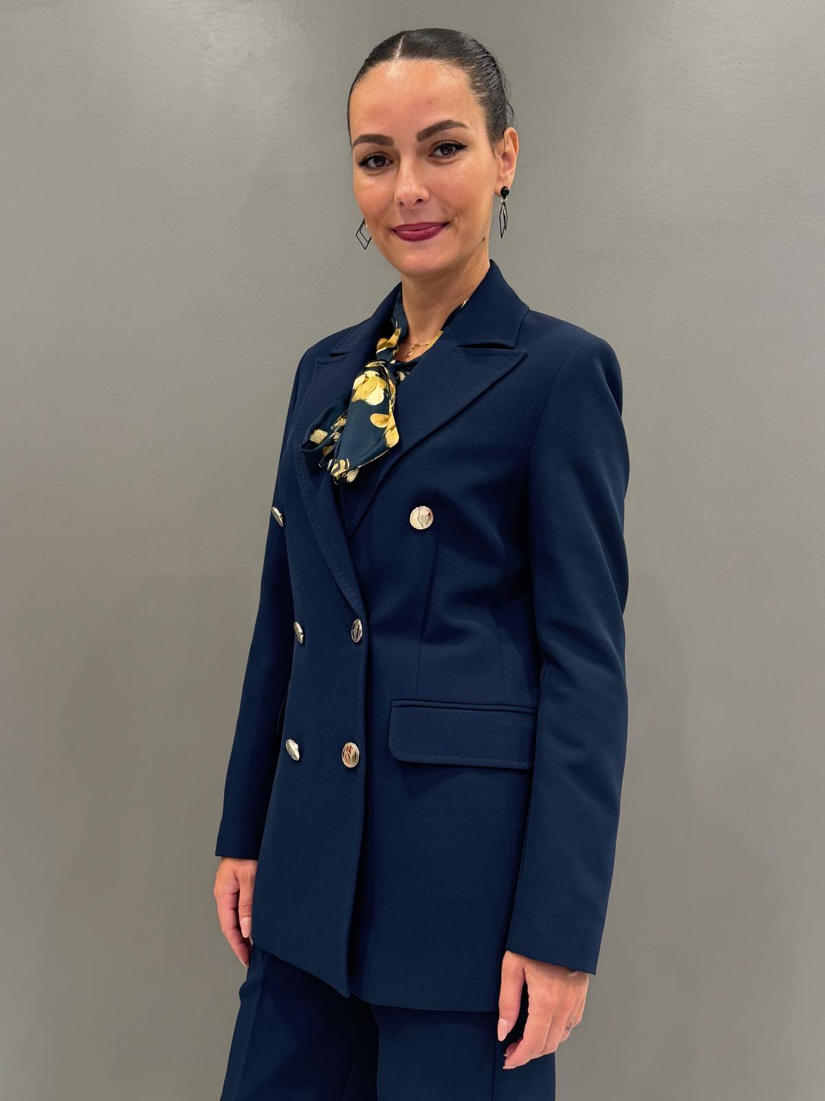 tailleur sartoriale con bottoni oro 20434 BL CRISTINA GAVIOLI 