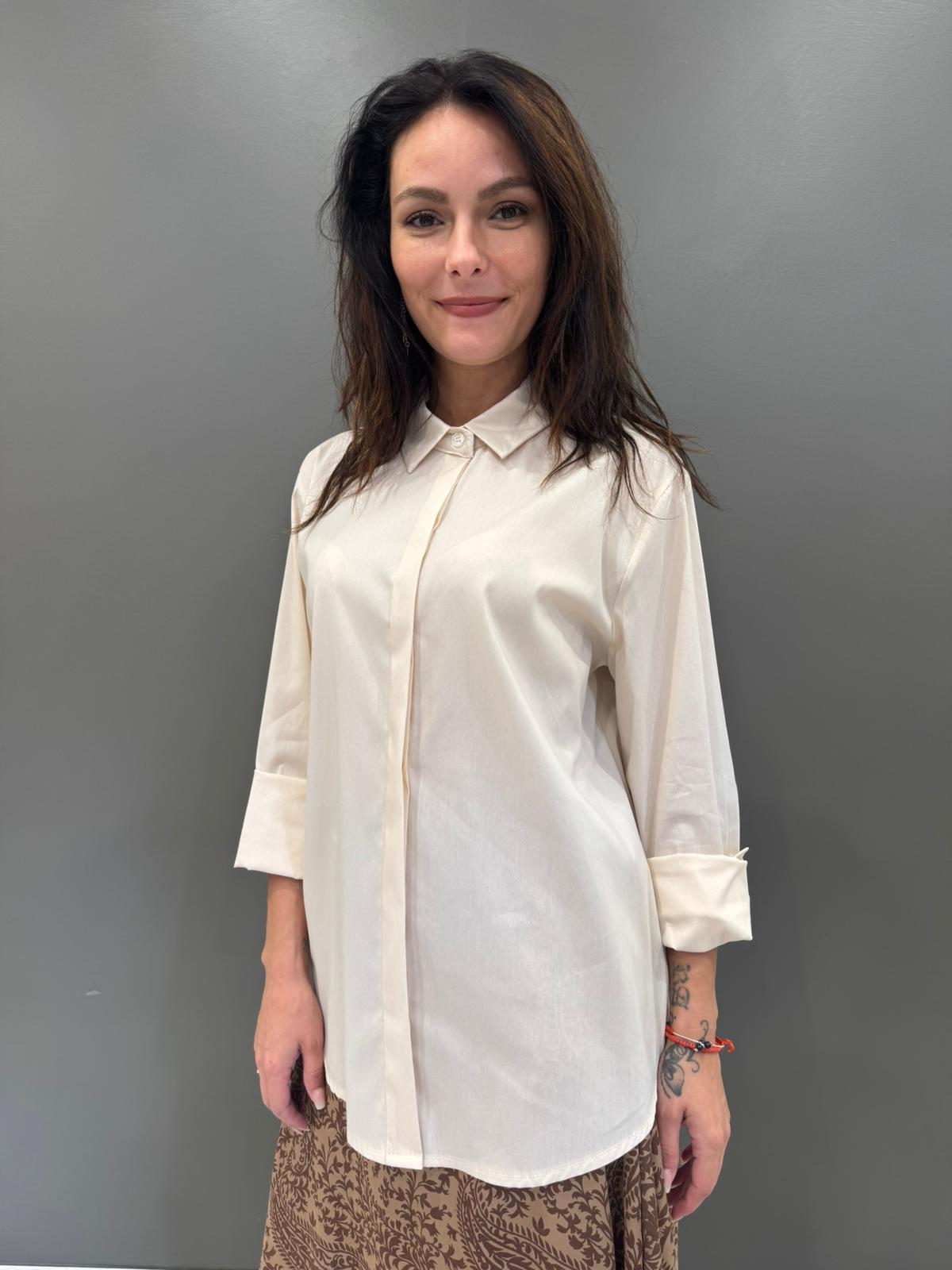 Camicia cotone manica lunga 50320PN BU REBECCA 