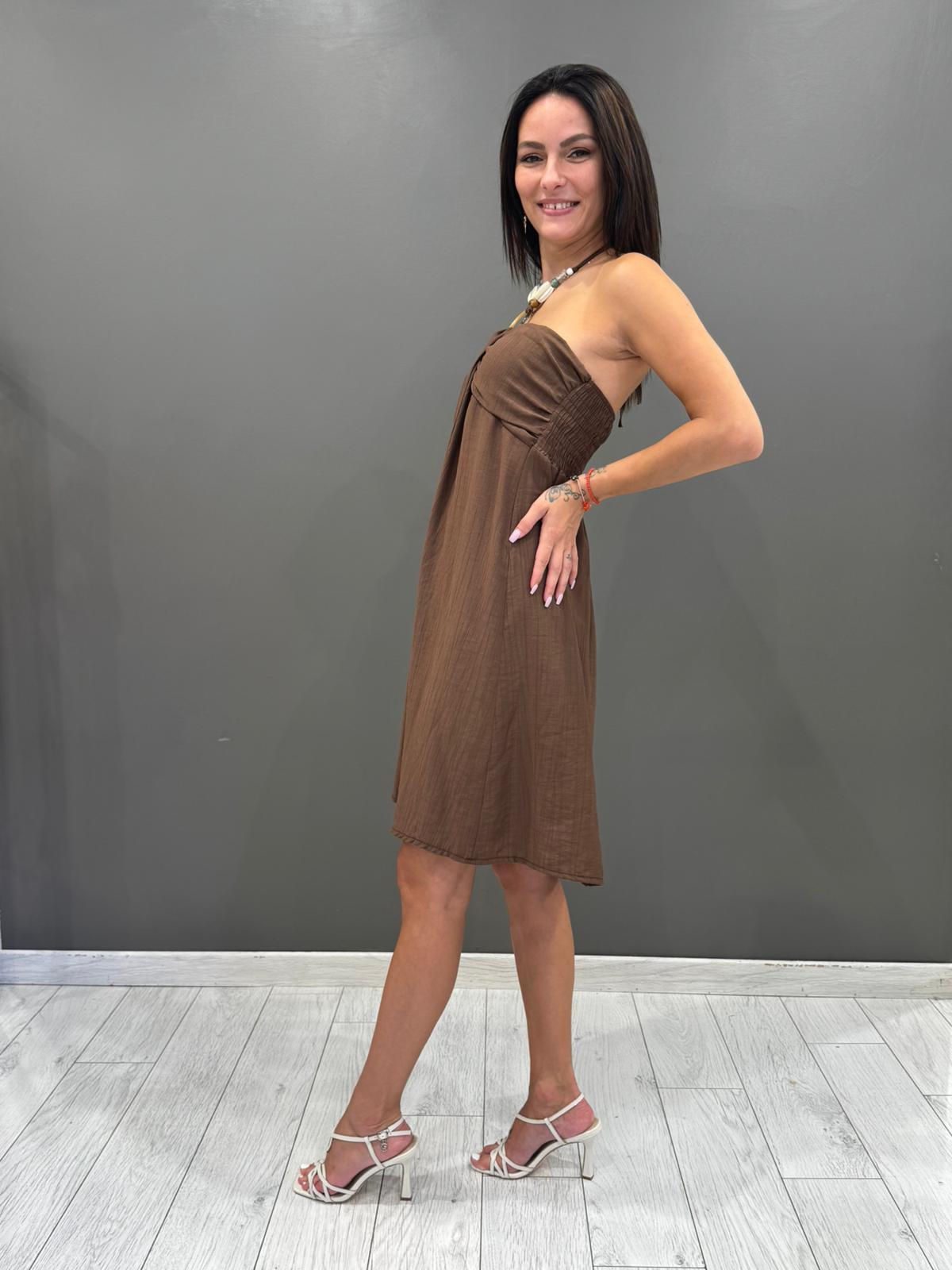 Abito corto a fascia con dettaglio gioiello 19260 CI REBECCA 