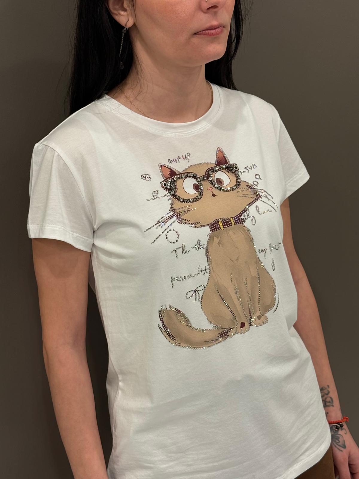 T-shirt stampa gatto MK236 BE REALI 