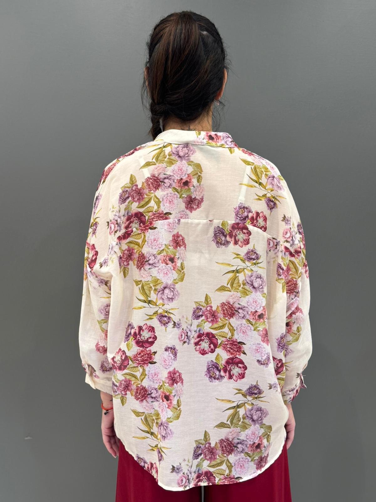 Camicia stampata in mussola CC361-25 BV REALI 