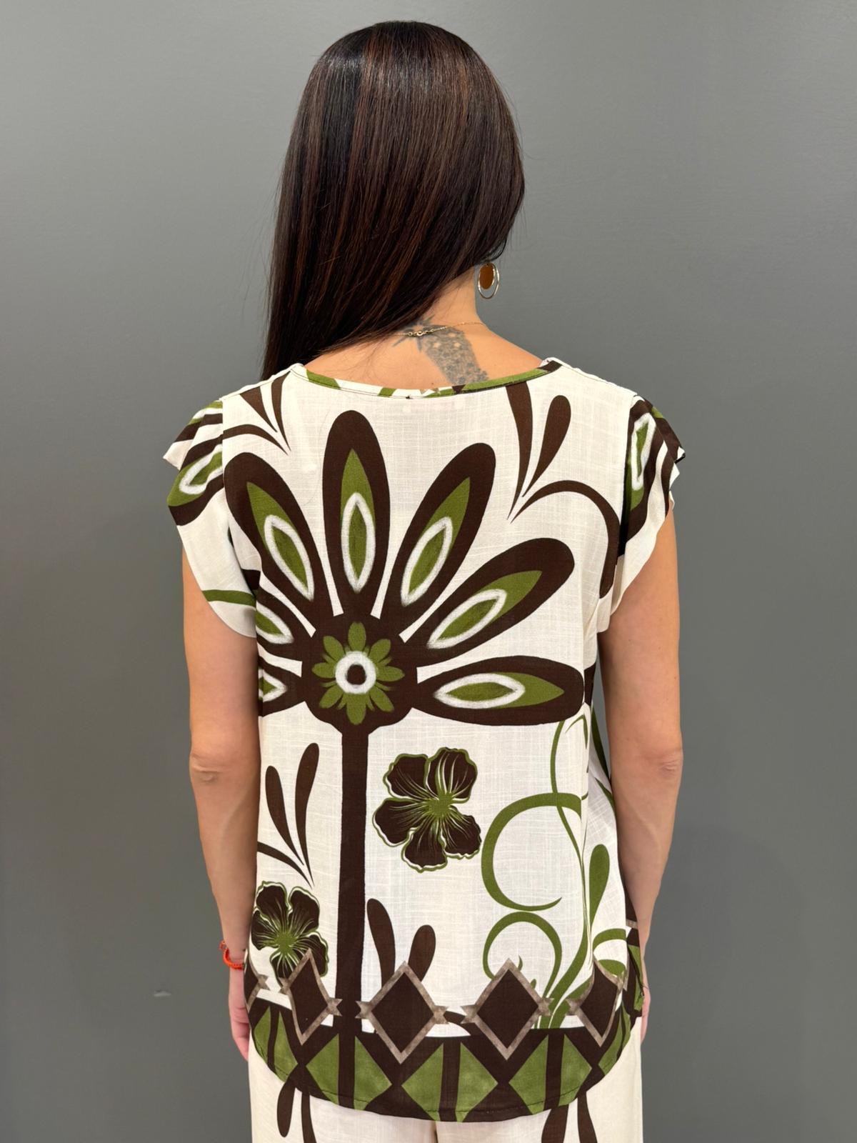 Top in viscosa stampa floreale grafica 11606FZ PAVE REBECCA 