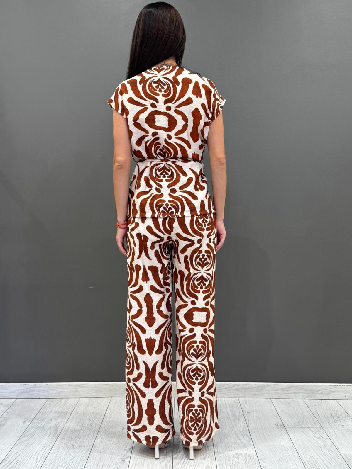 Completo fantasia con cintura in tessuto  Blusa e pantalone 19092-89 RUPA REBECCA 