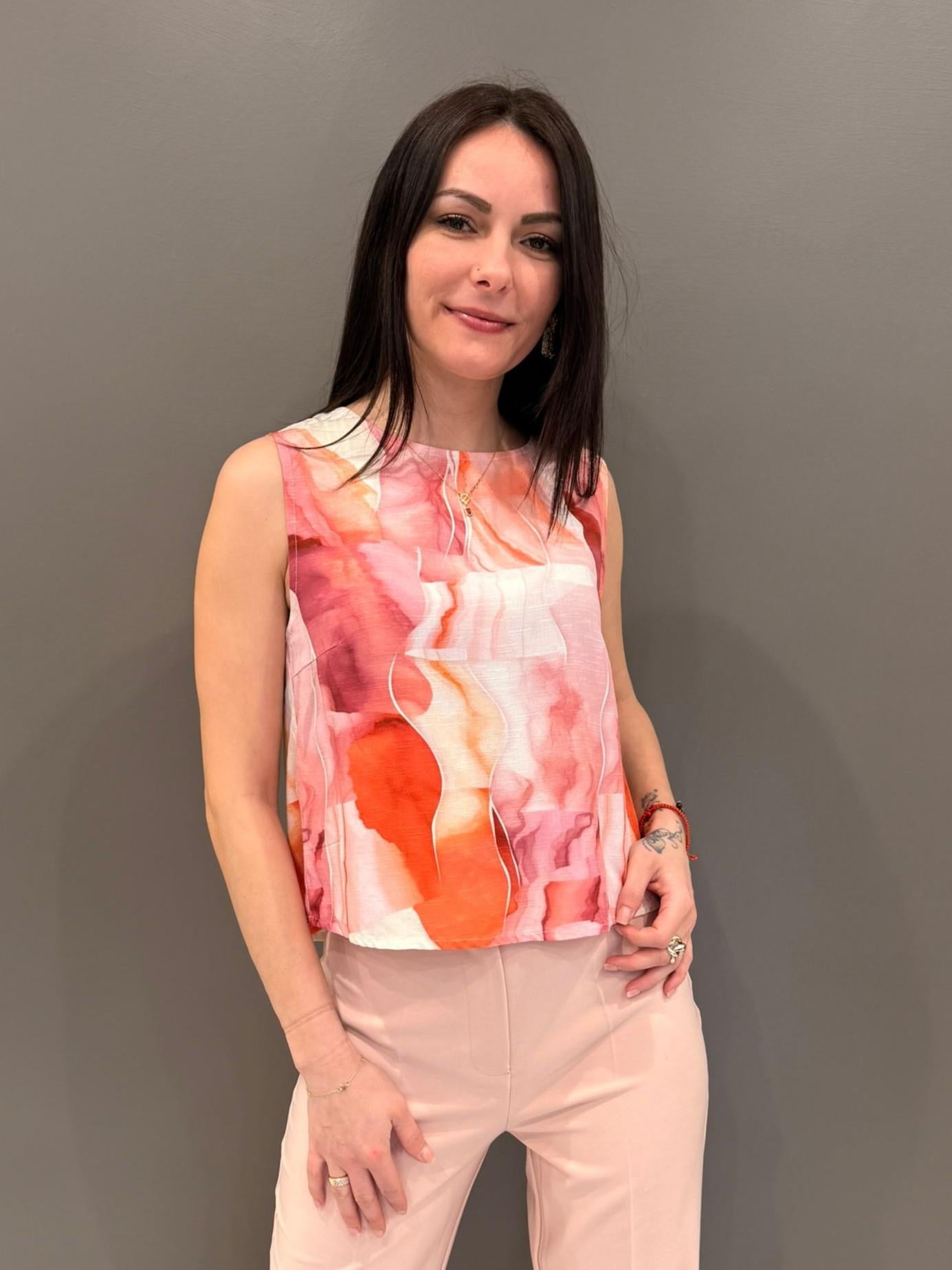 Top fantasia con bottoni dietro 31532 U CRISTINA GAVIOLI 