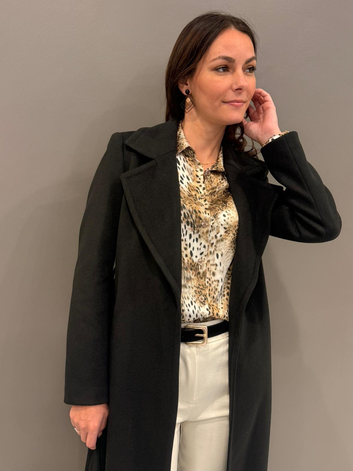 Cappotto lungo con cintura 20456 NE CRISTINA GAVIOLI 