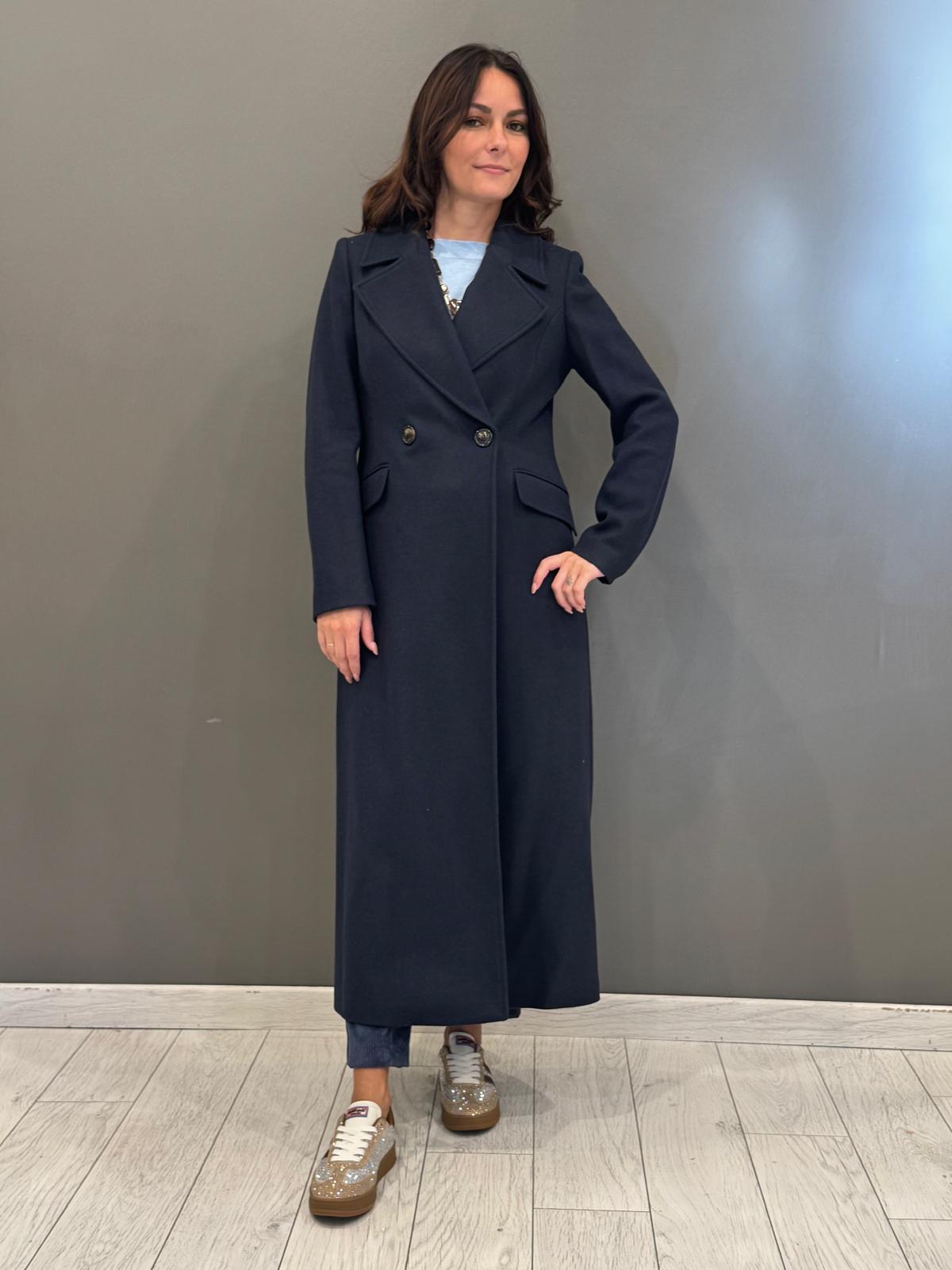 Cappotto lungo sfiancato misto lana 20460 BL CRISTINA GAVIOLI 