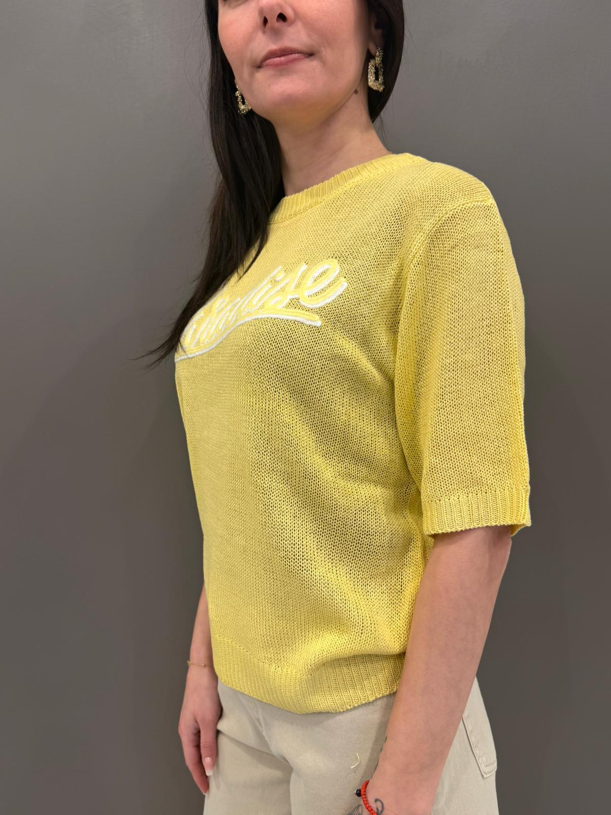 Maglia girocollo con stampa paradise VS087 BA REBECCA 