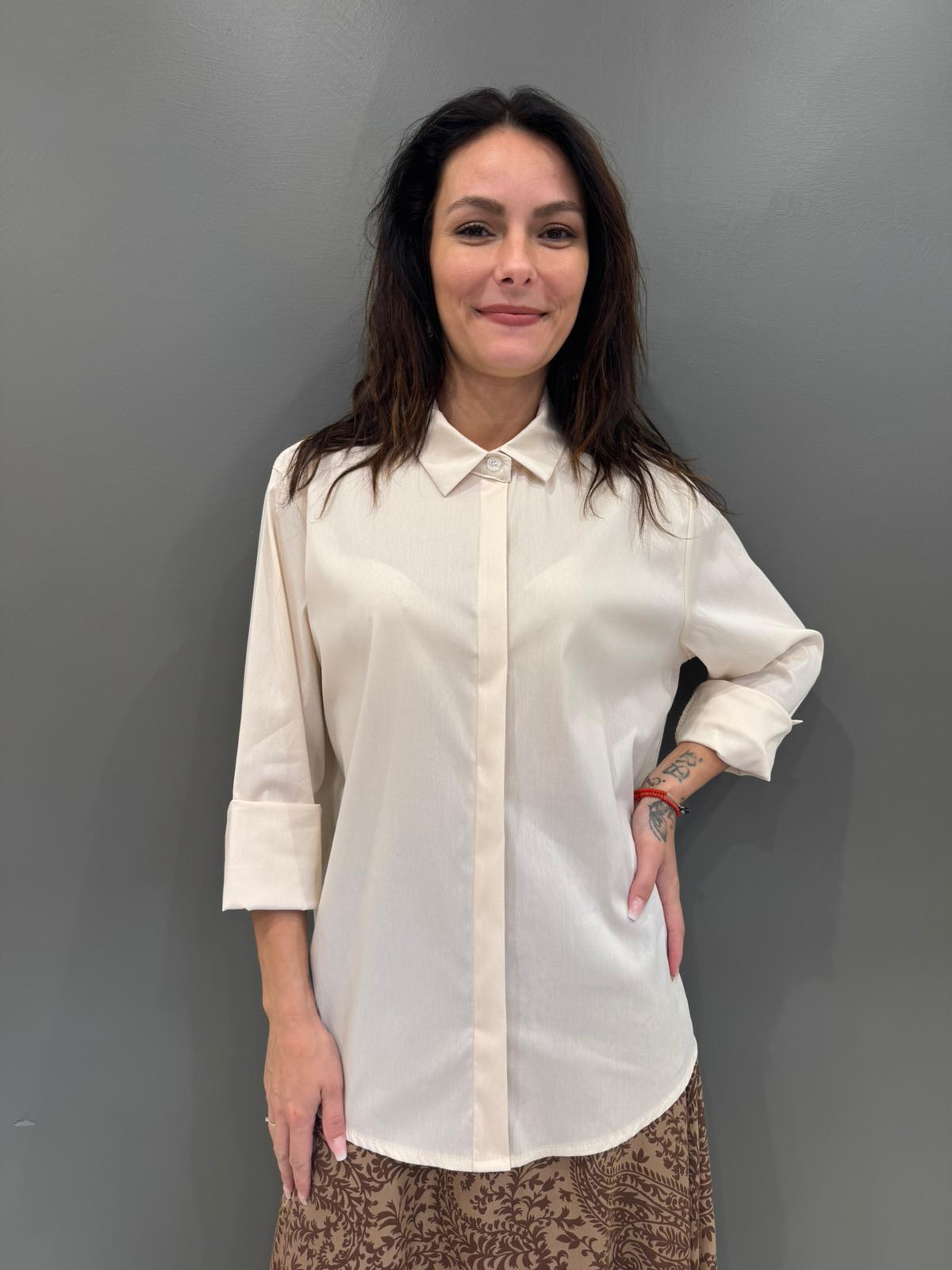 Camicia cotone manica lunga 50320PN BU REBECCA 