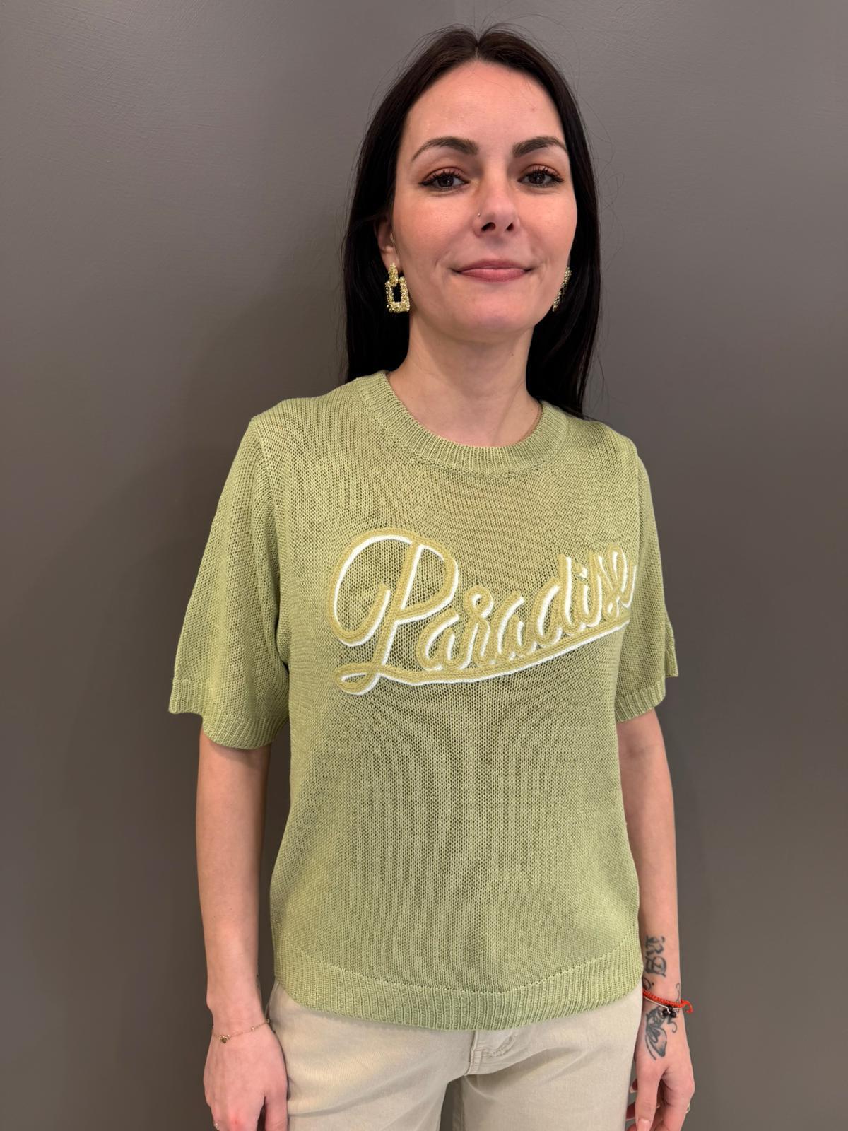 Maglia girocollo con stampa paradise VS087 VE REBECCA 