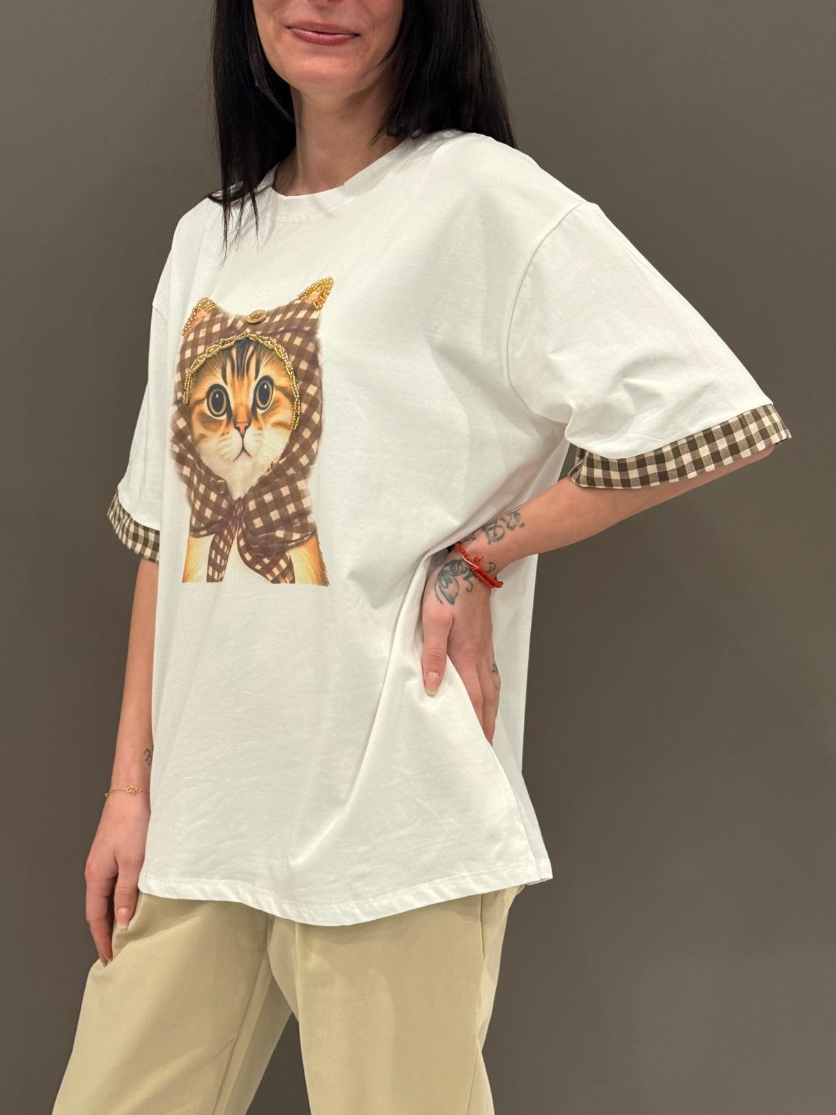 T-shirt stampa gatto FX706 BI REALI 