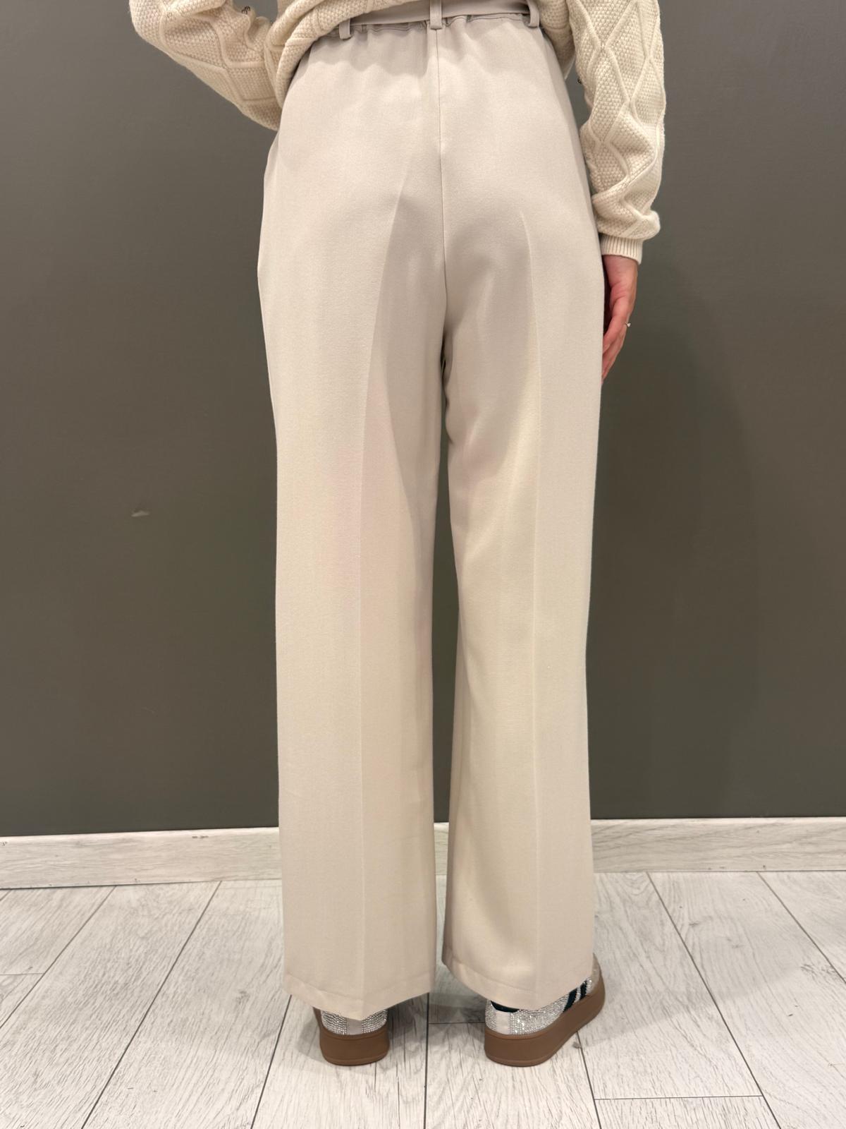 Pantalone vita alta wide con cintura P0395 BE REBECCA 