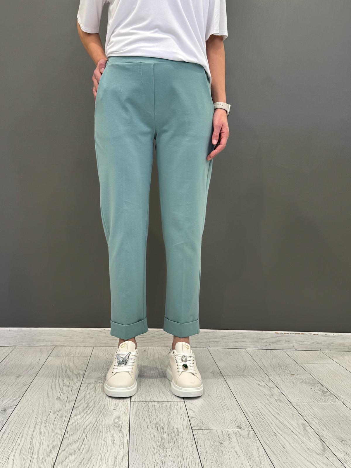 pantalonin jersey fitted con risvolto