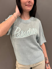 Maglia girocollo con stampa paradise VS087 BL REBECCA 