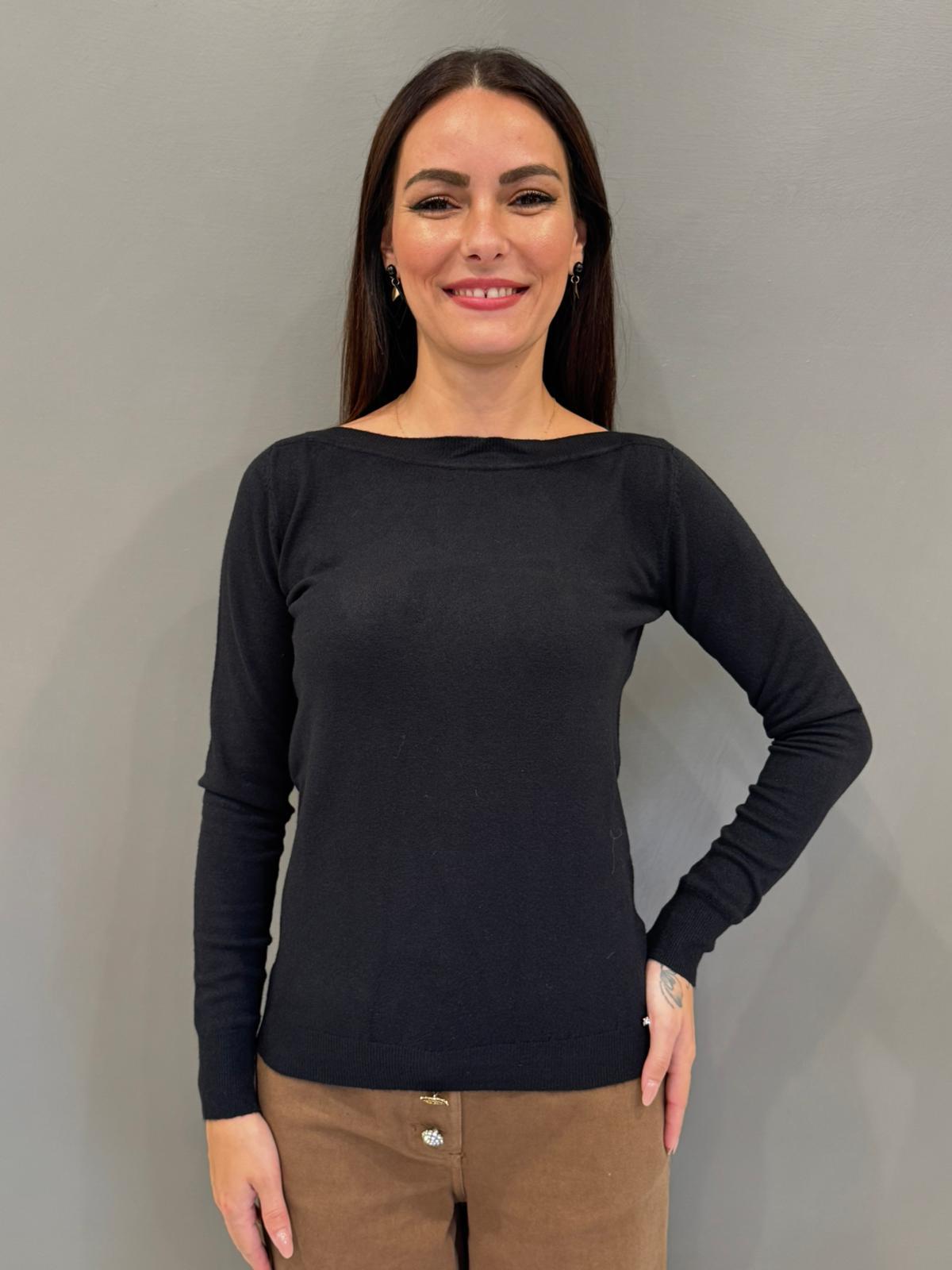 Maglia scollo a barca in viscosa e lana 20002 NE CRISTINA GAVIOLI 