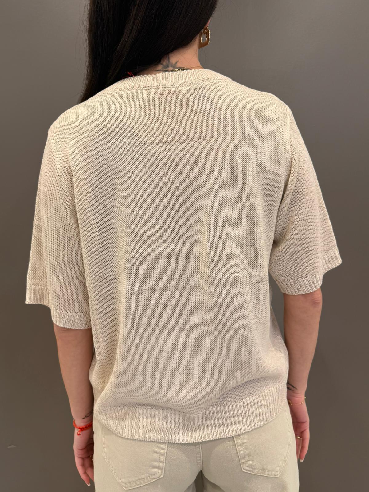 Maglia girocollo con stampa paradise VS087 BE REBECCA 