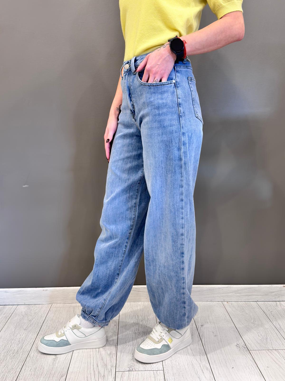 Pantalone denim ripreso al fondo HY5200 MED CRISTINA GAVIOLI 